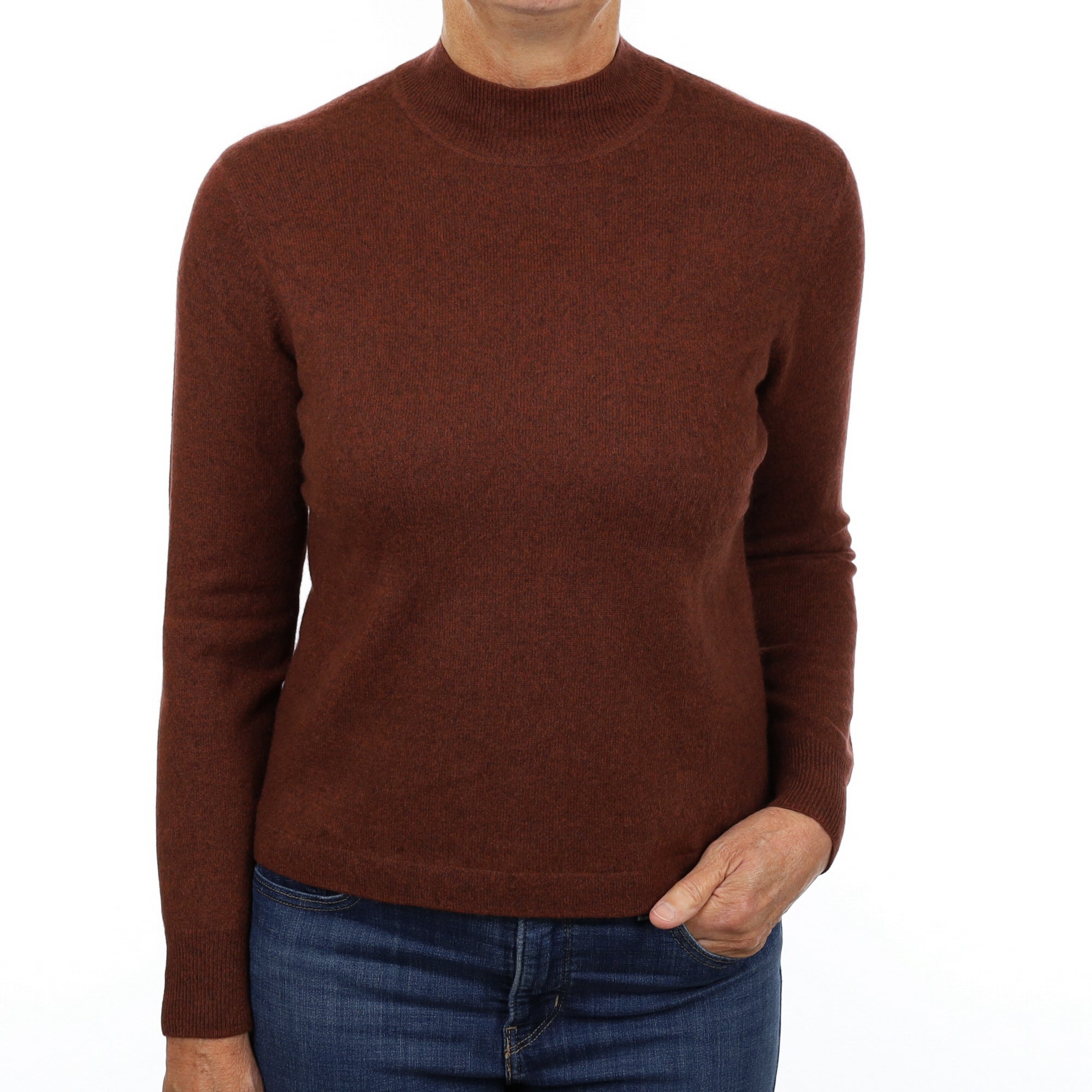 Chestnut Brown Cashmere Turtle Neck Jumper Medium
