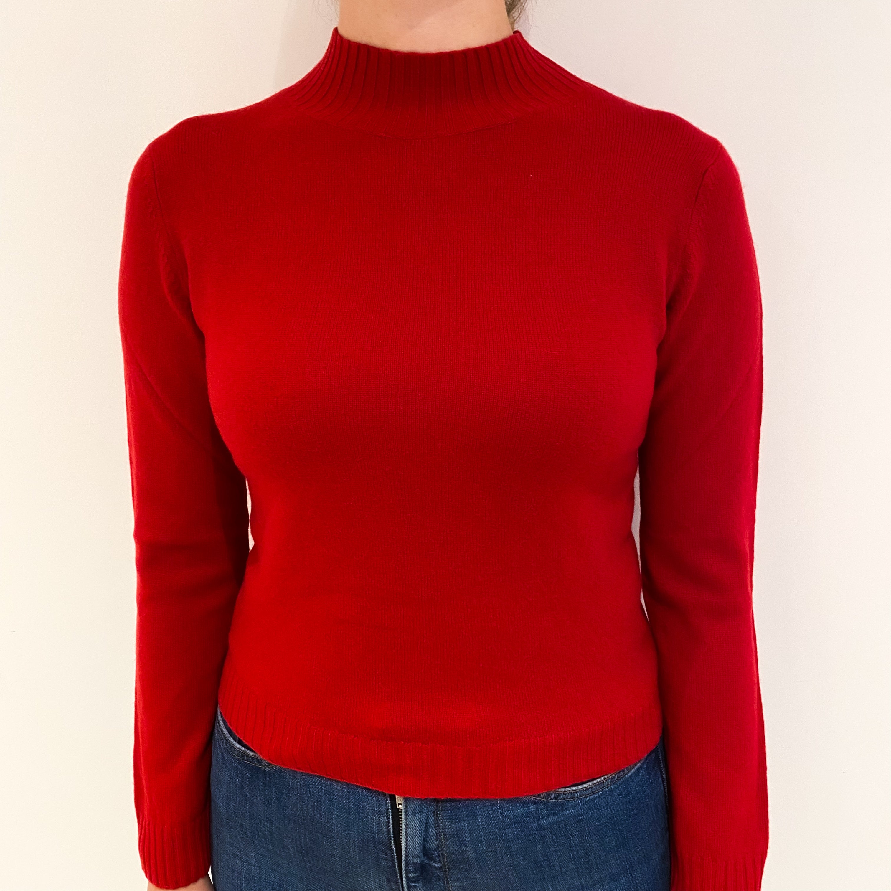Scarlet Red Cashmere Turtle Neck Jumper Small