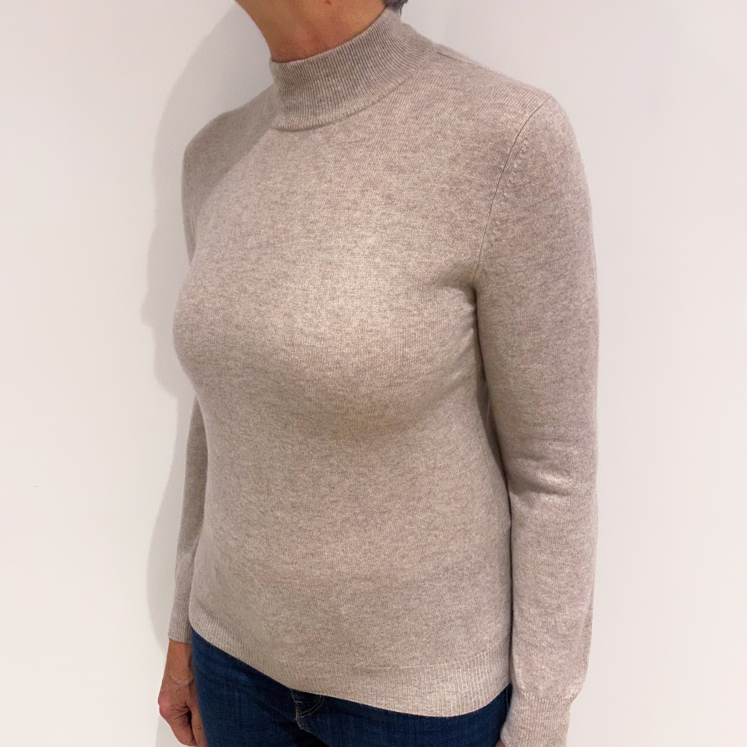 Soft Fawn Cashmere Turtle Neck Jumper Medium