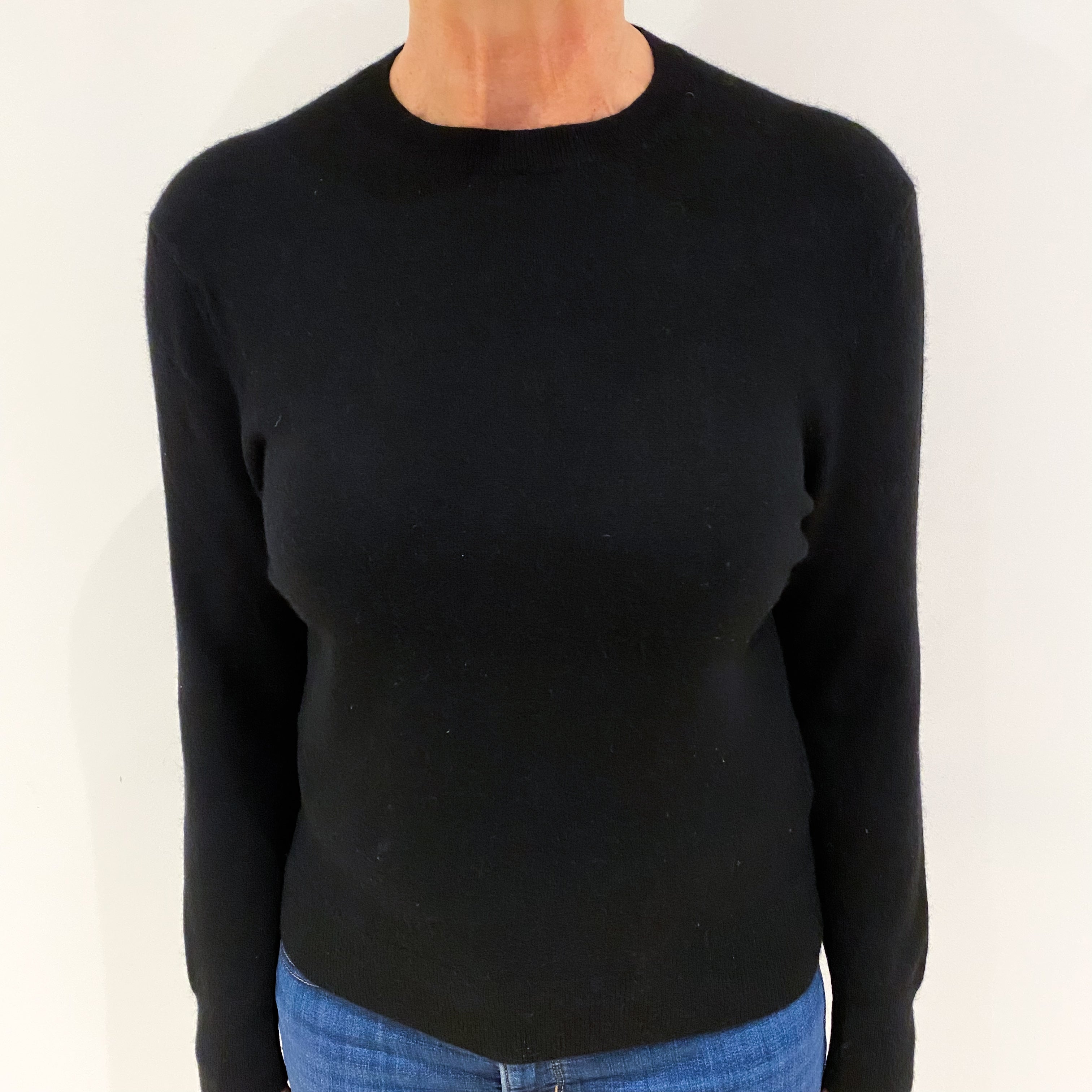 Black Cashmere Crew Neck Jumper Medium