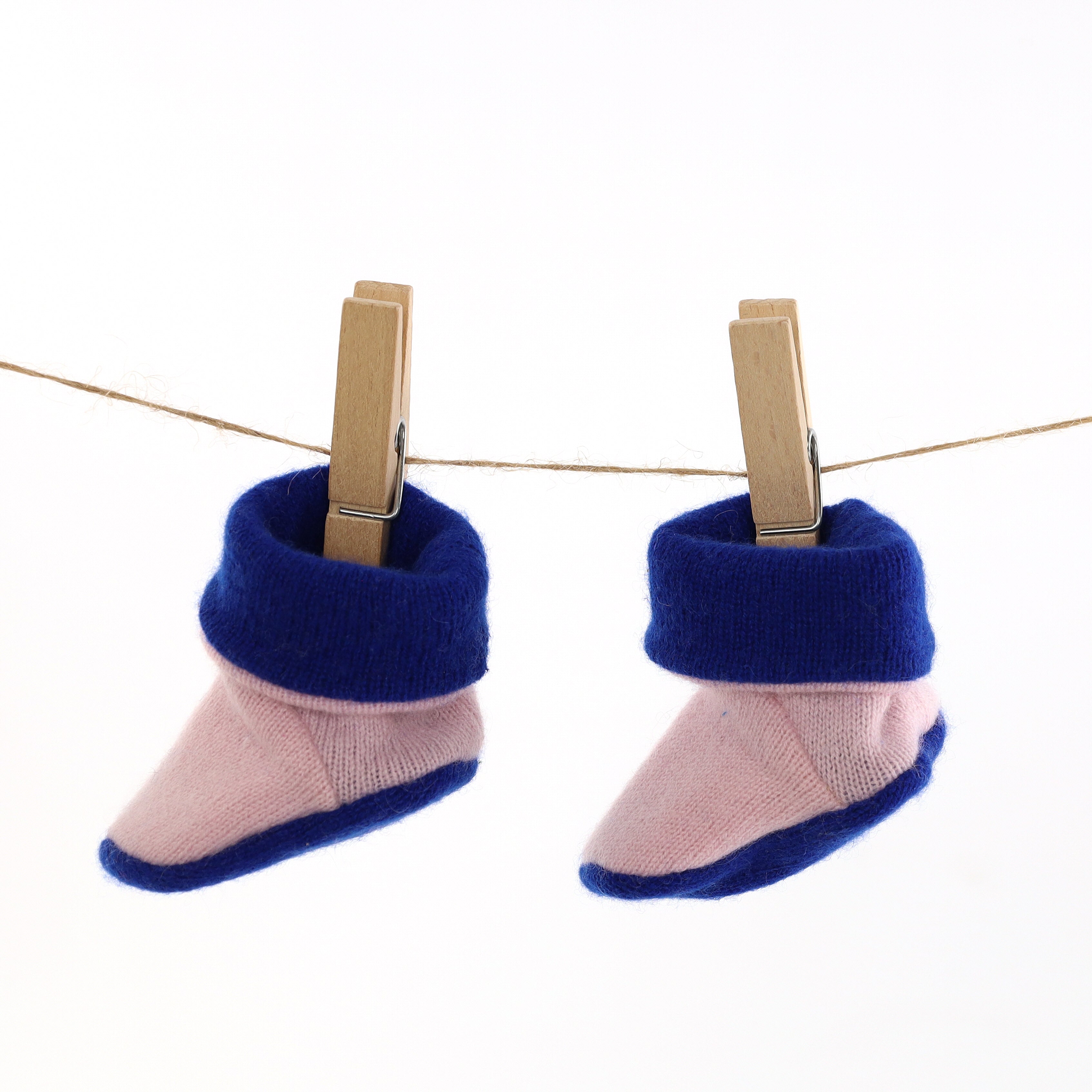 Royal Blue and Pink Cashmere Baby Boots