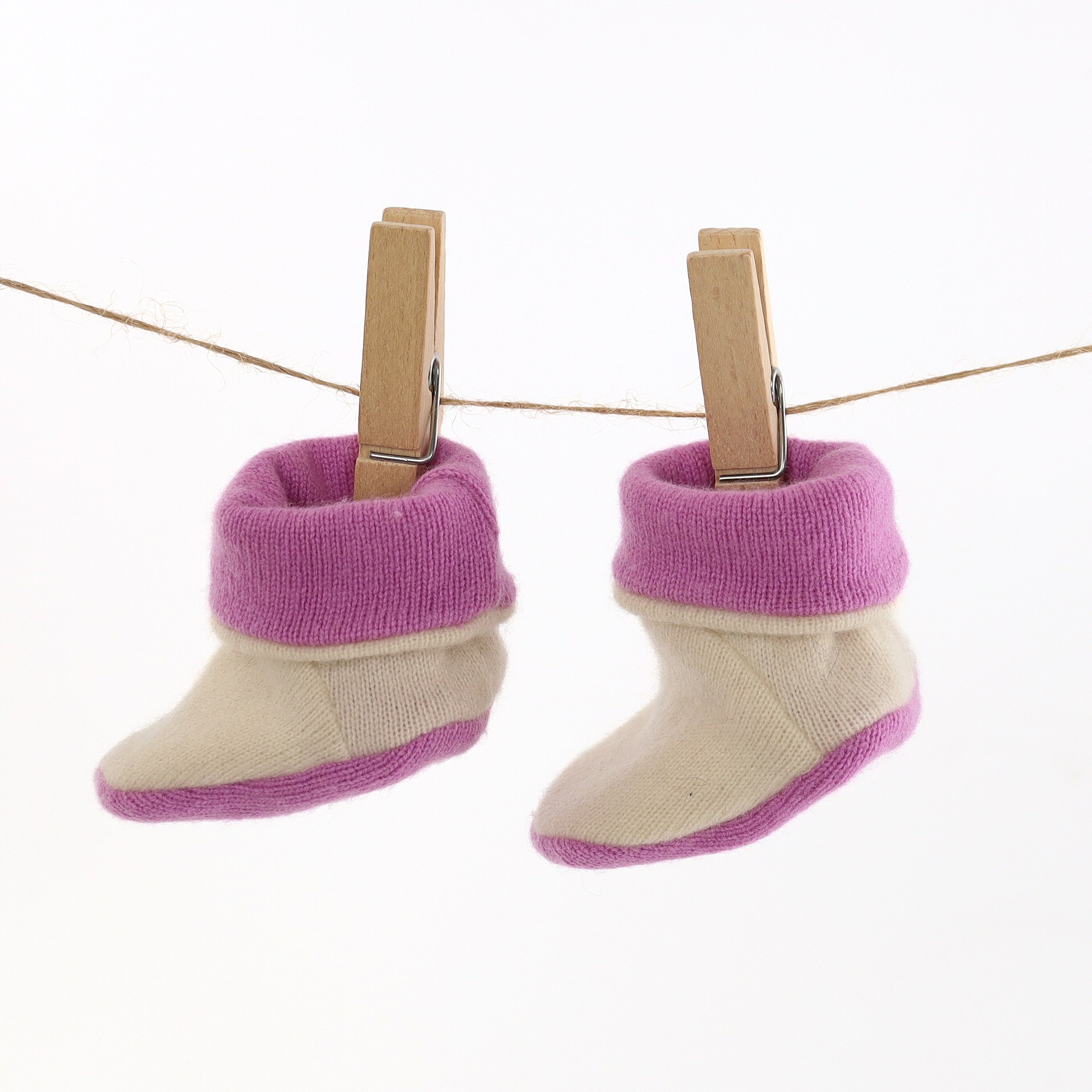 Purple and Cream Cashmere Baby Boots