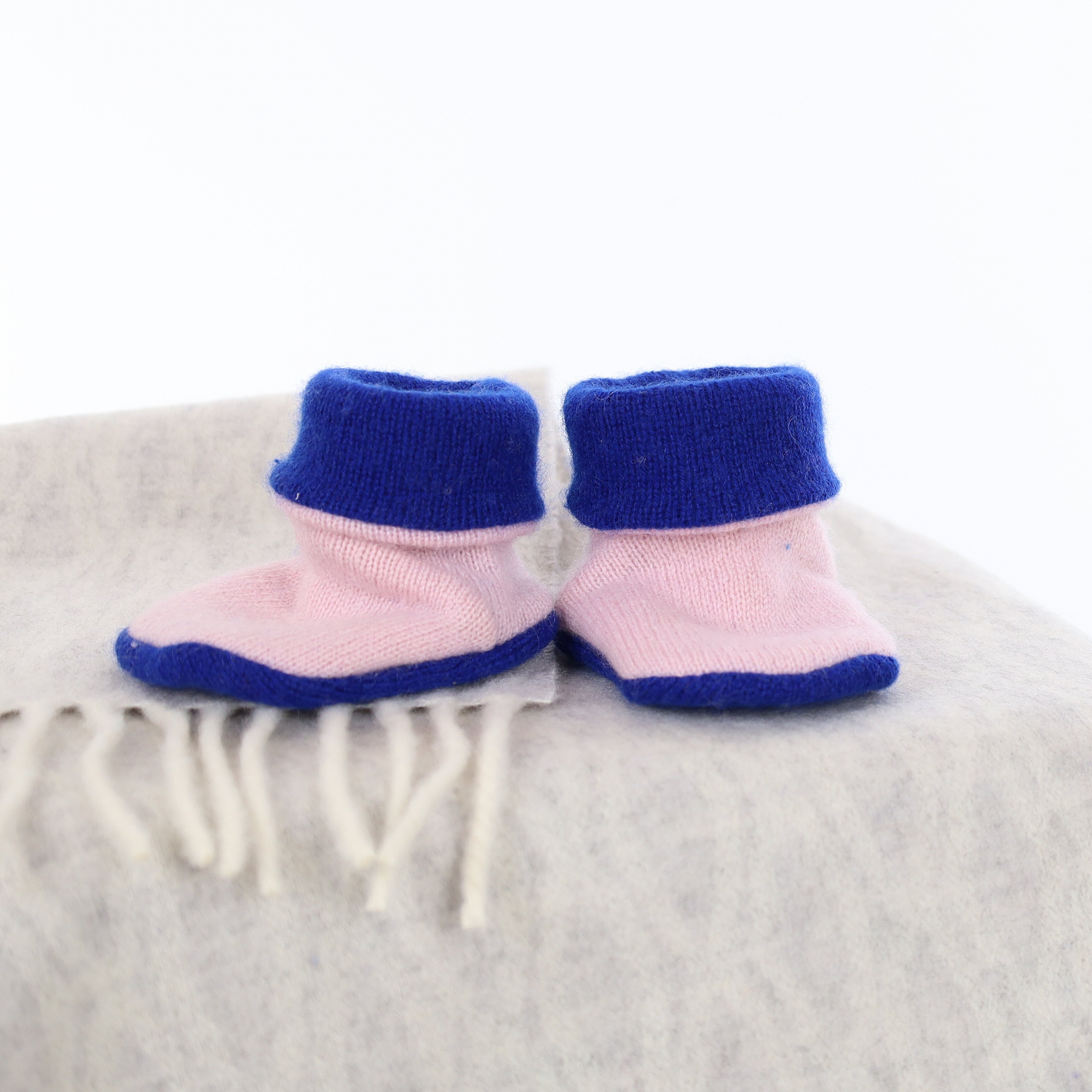 Royal Blue and Pink Cashmere Baby Boots