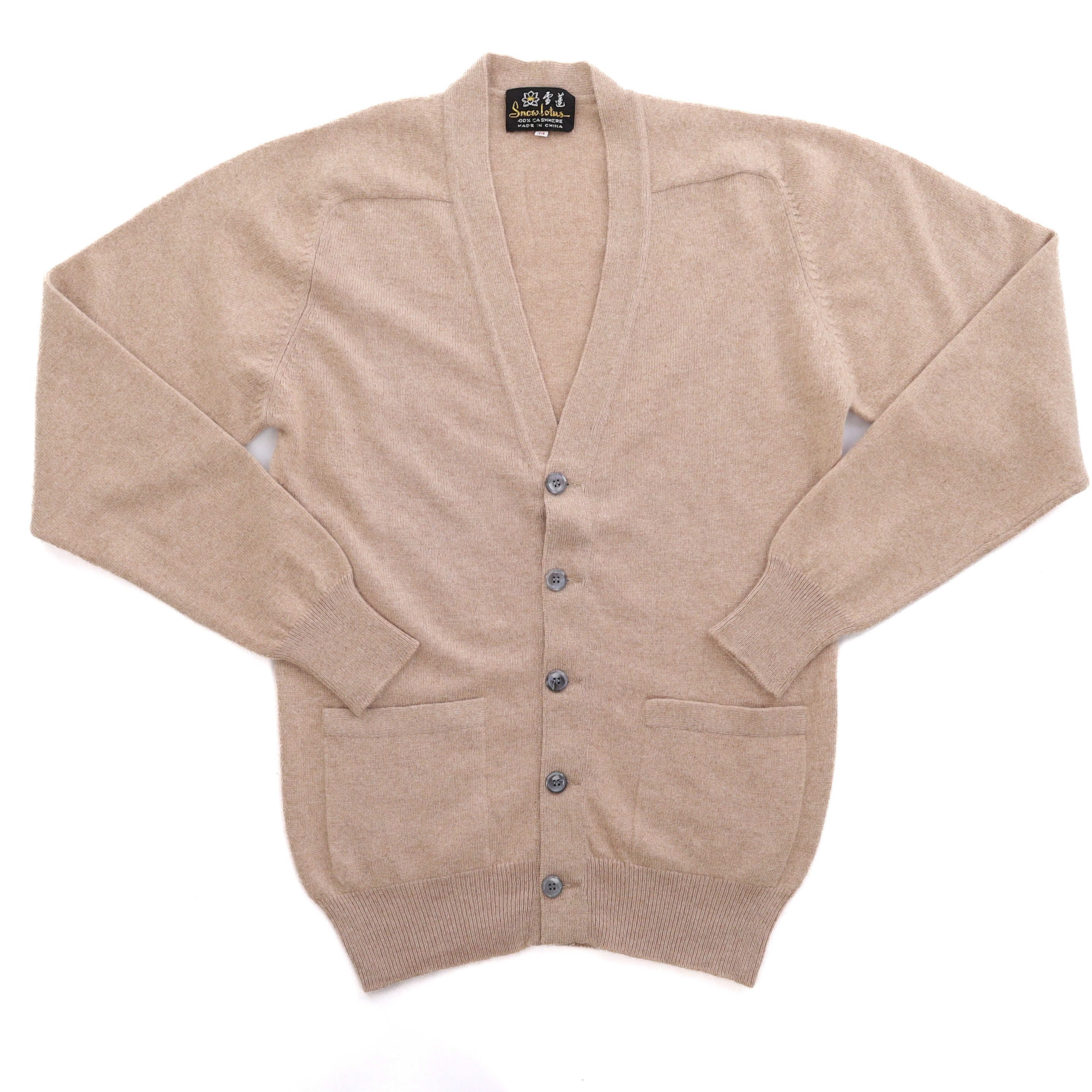 Children’s Biscuit Beige Cashmere V Neck Cardigan Boys Age 14