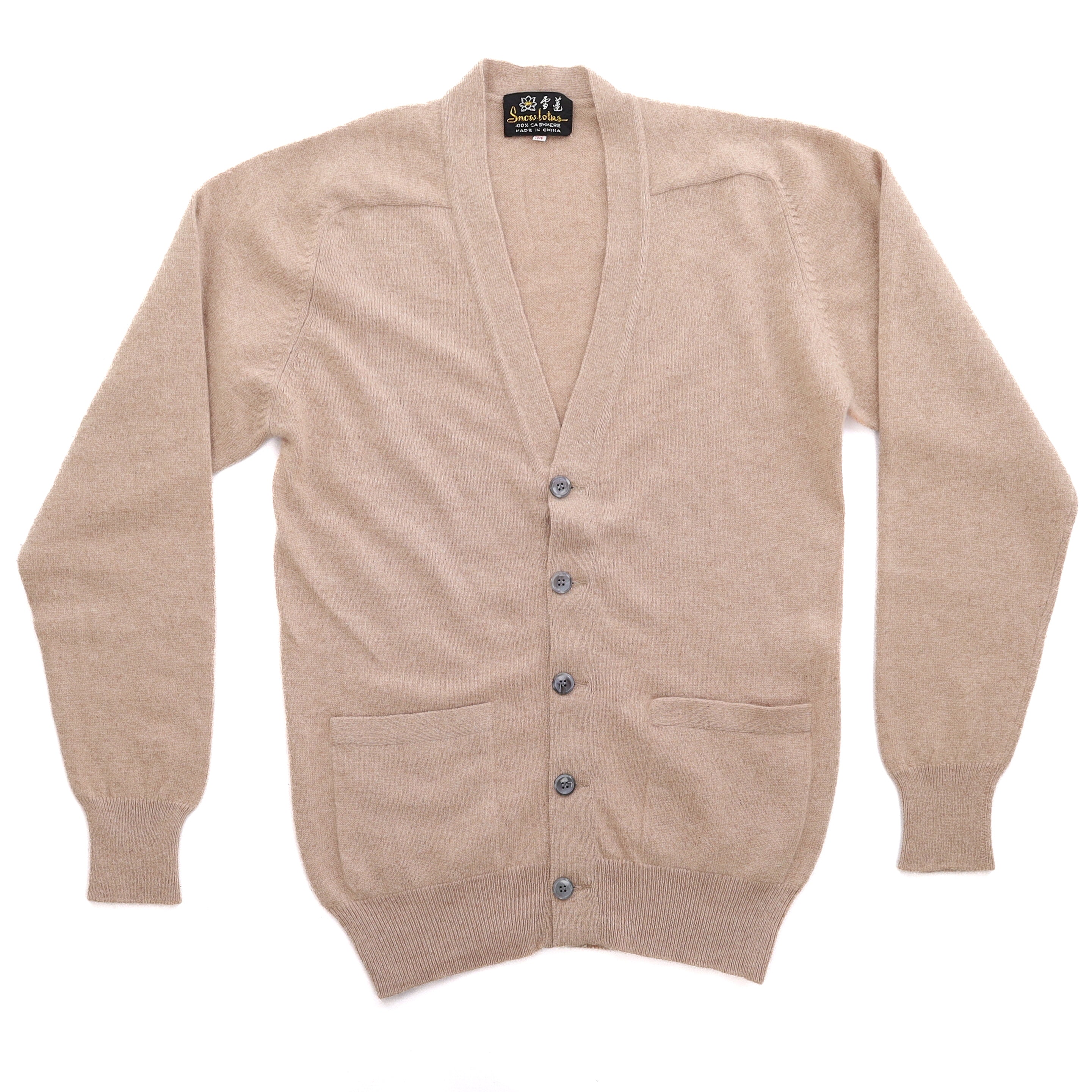 Children’s Biscuit Beige Cashmere V Neck Cardigan Boys Age 14