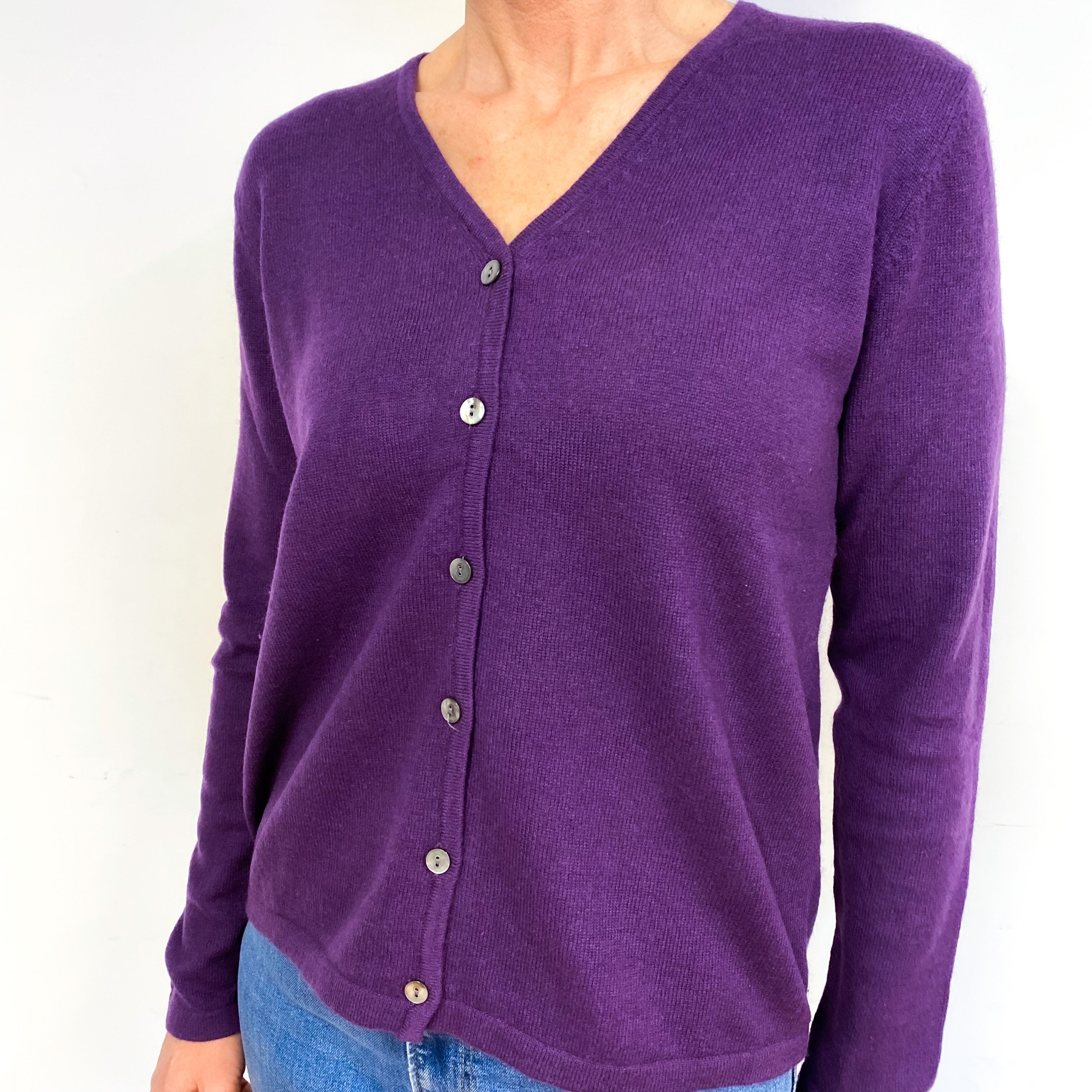 Plum Purple Cashmere Cardigan Medium