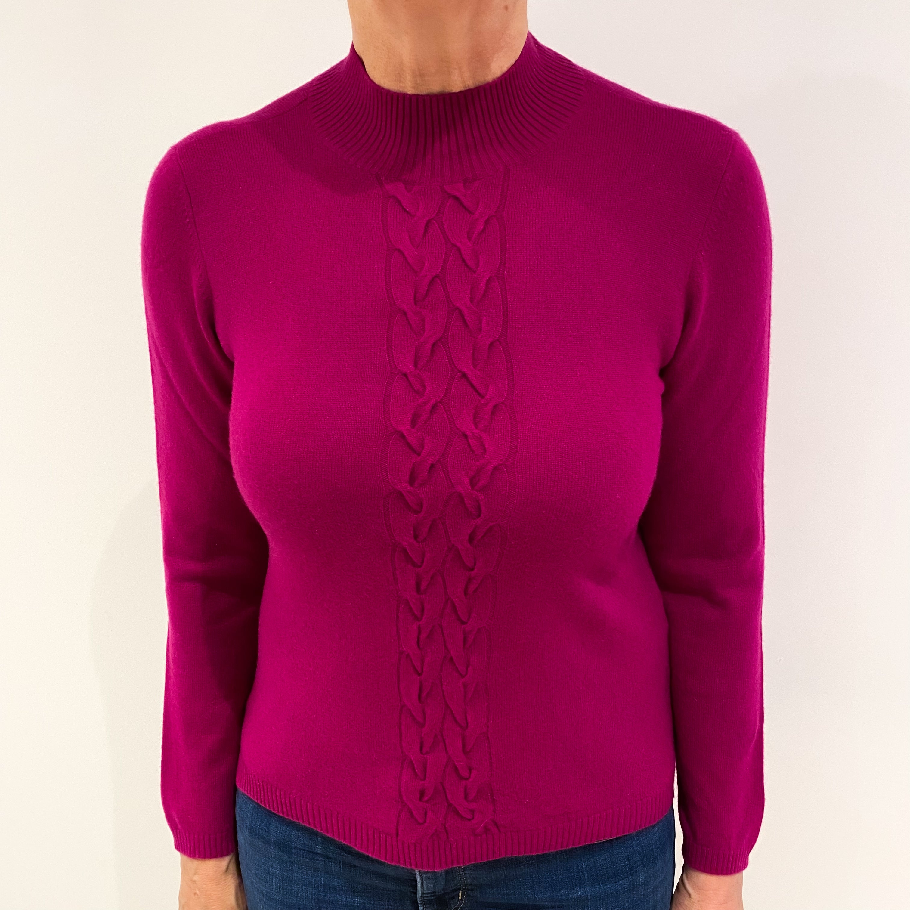 Magenta Pink Cashmere Turtle Neck Jumper Medium