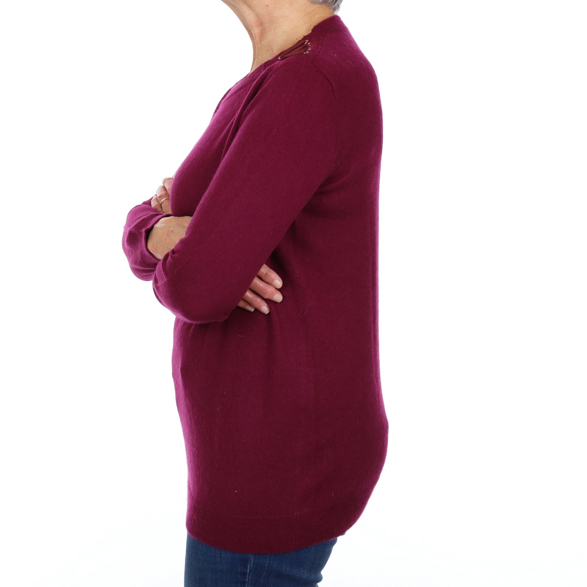 Mulberry Purple Cashmere Crew Neck Jumper Medium