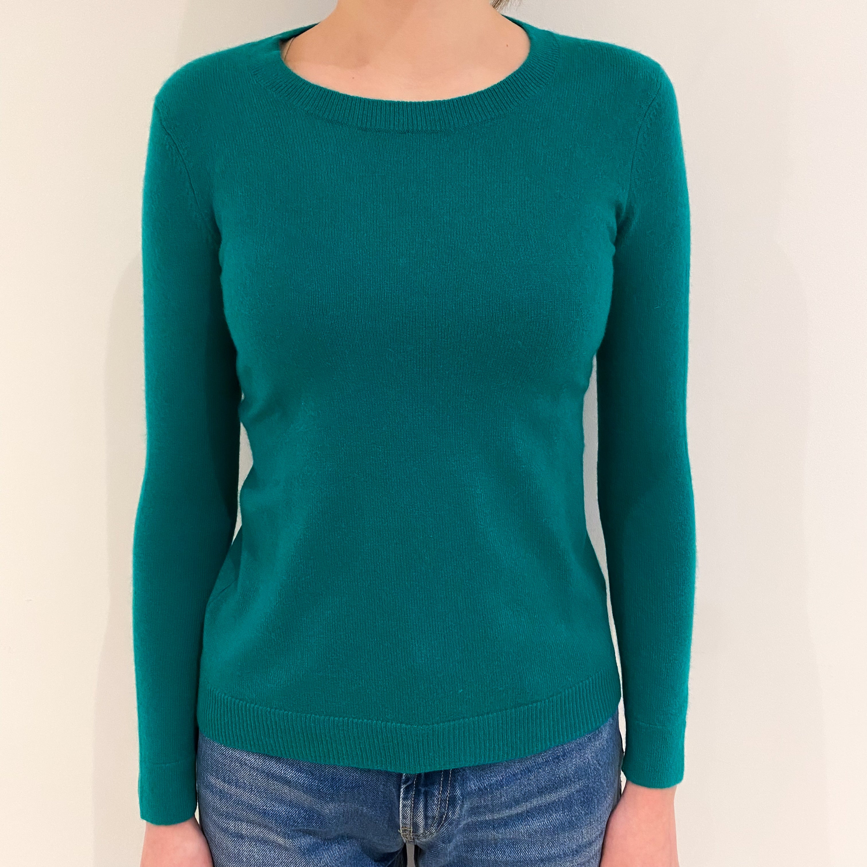 Shamrock Green Cashmere Crew Neck Jumper Extra Small