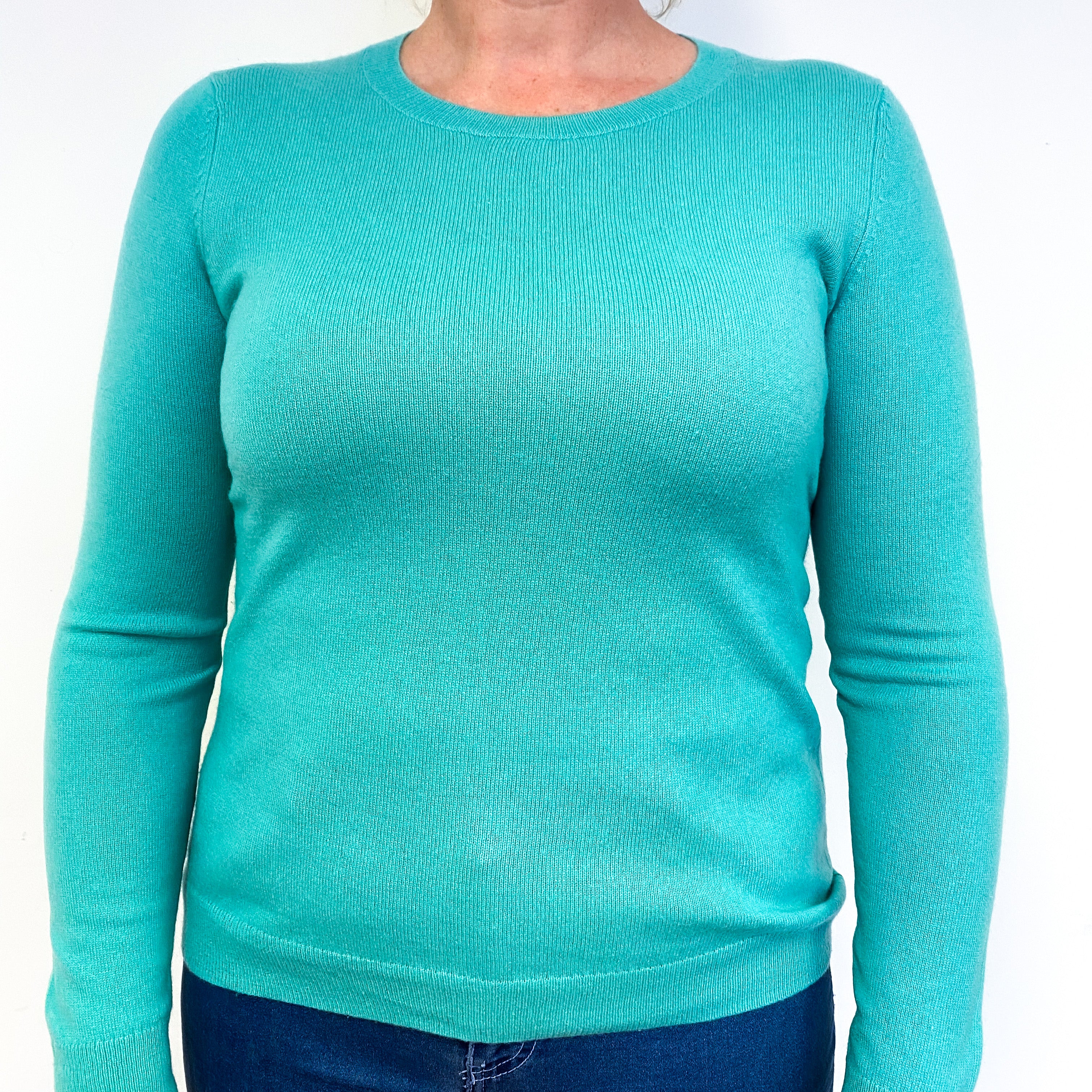 Turquoise Green Cashmere Crew Neck Jumper Large