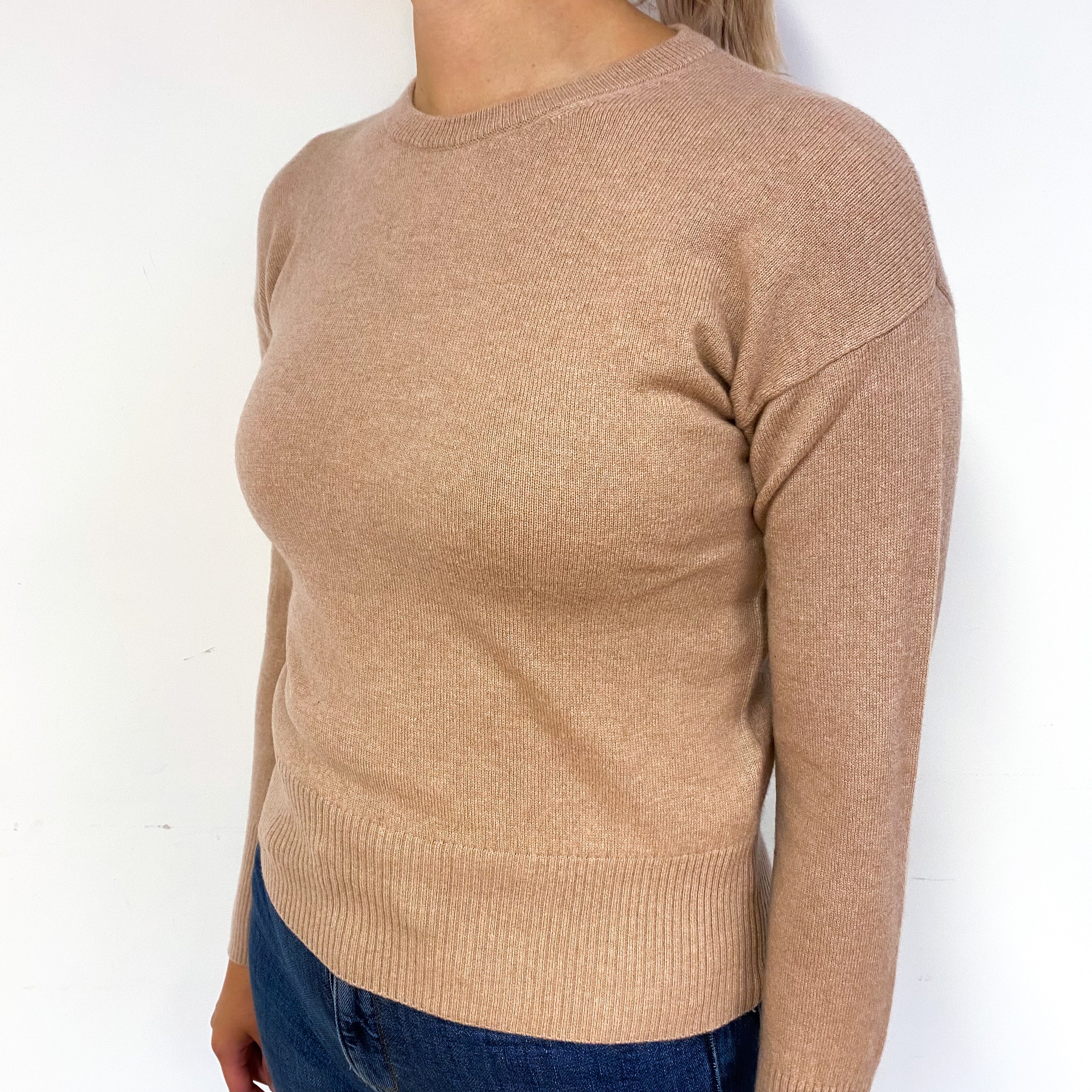 Fudge Brown Cashmere Crew Neck Jumper Small