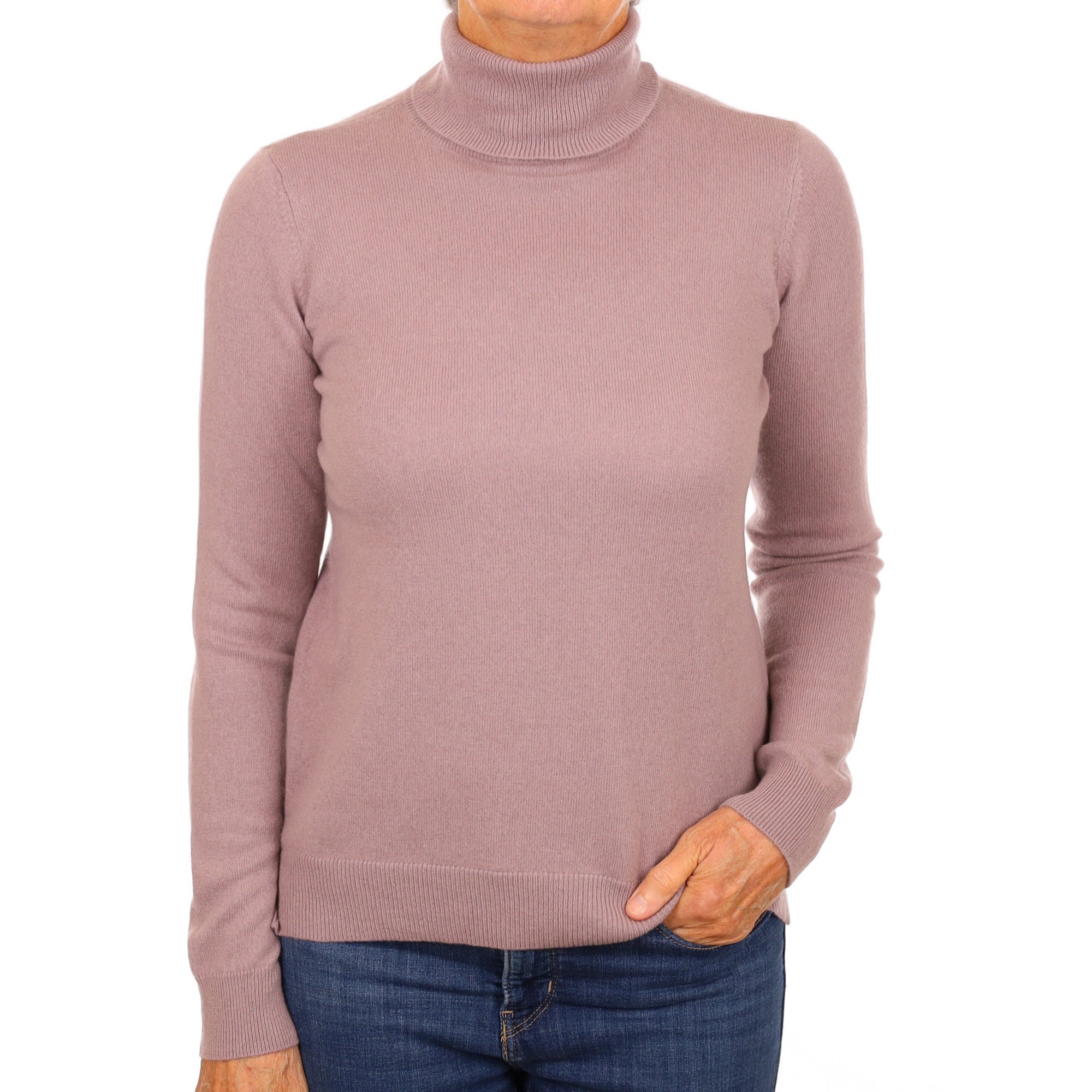 Orvis Dusky Purple Cashmere Polo Neck Jumper Medium