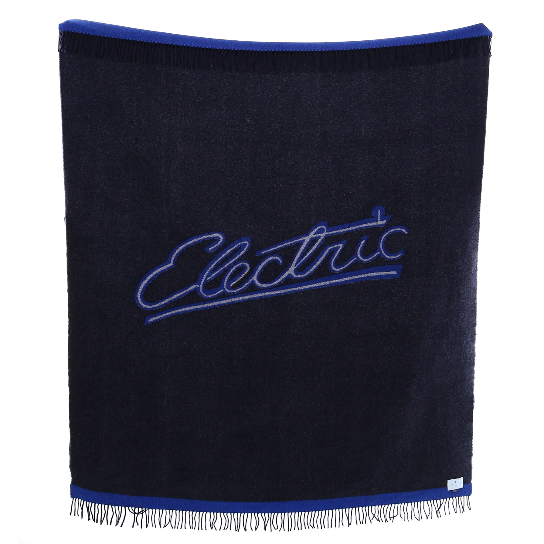 Scottish Begg & Co Charcoal and Electric Blue Reversible Luxury Cashmere Blend Blanket