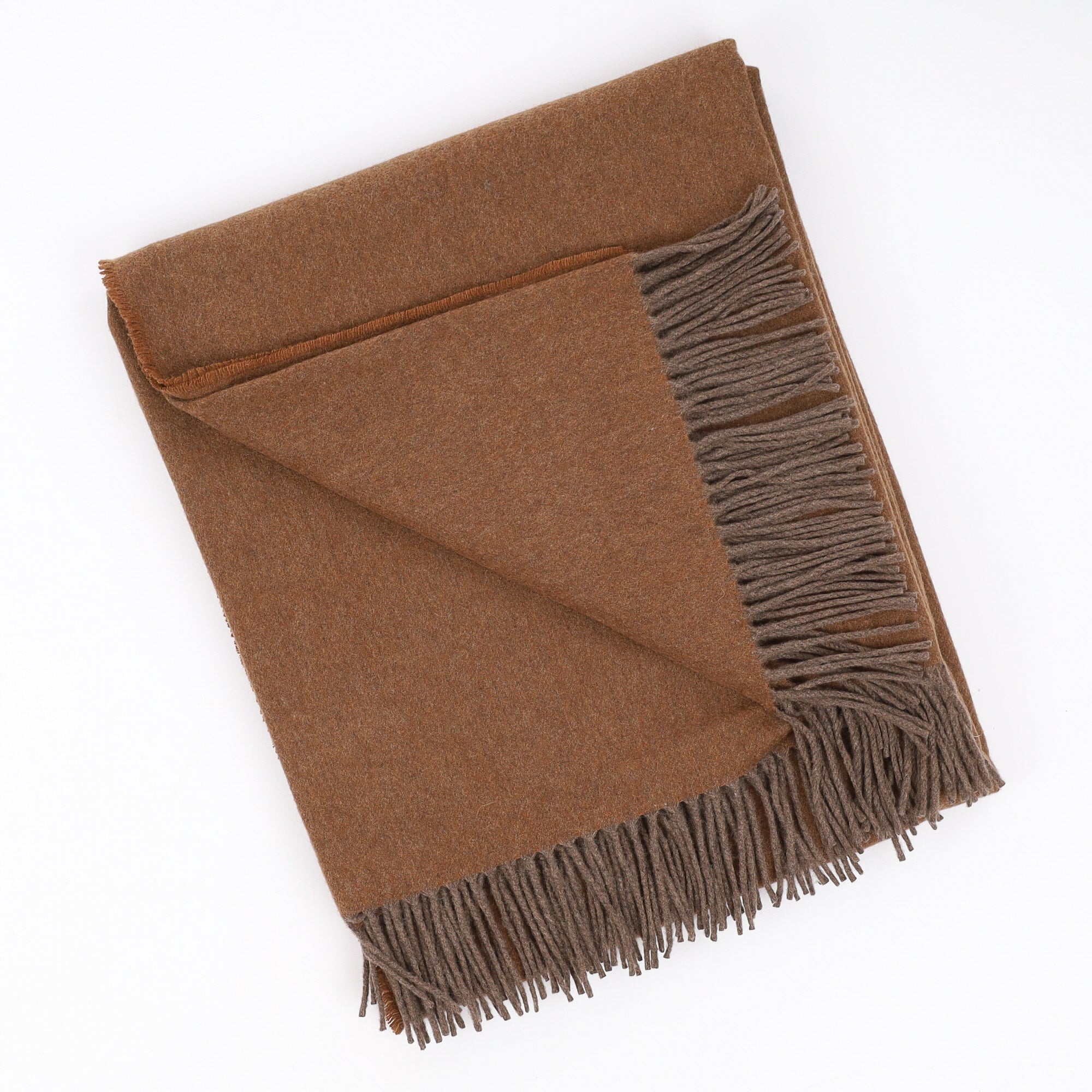 Brand New English Chestnut Brown Luxury Woven Cashmere Blanket