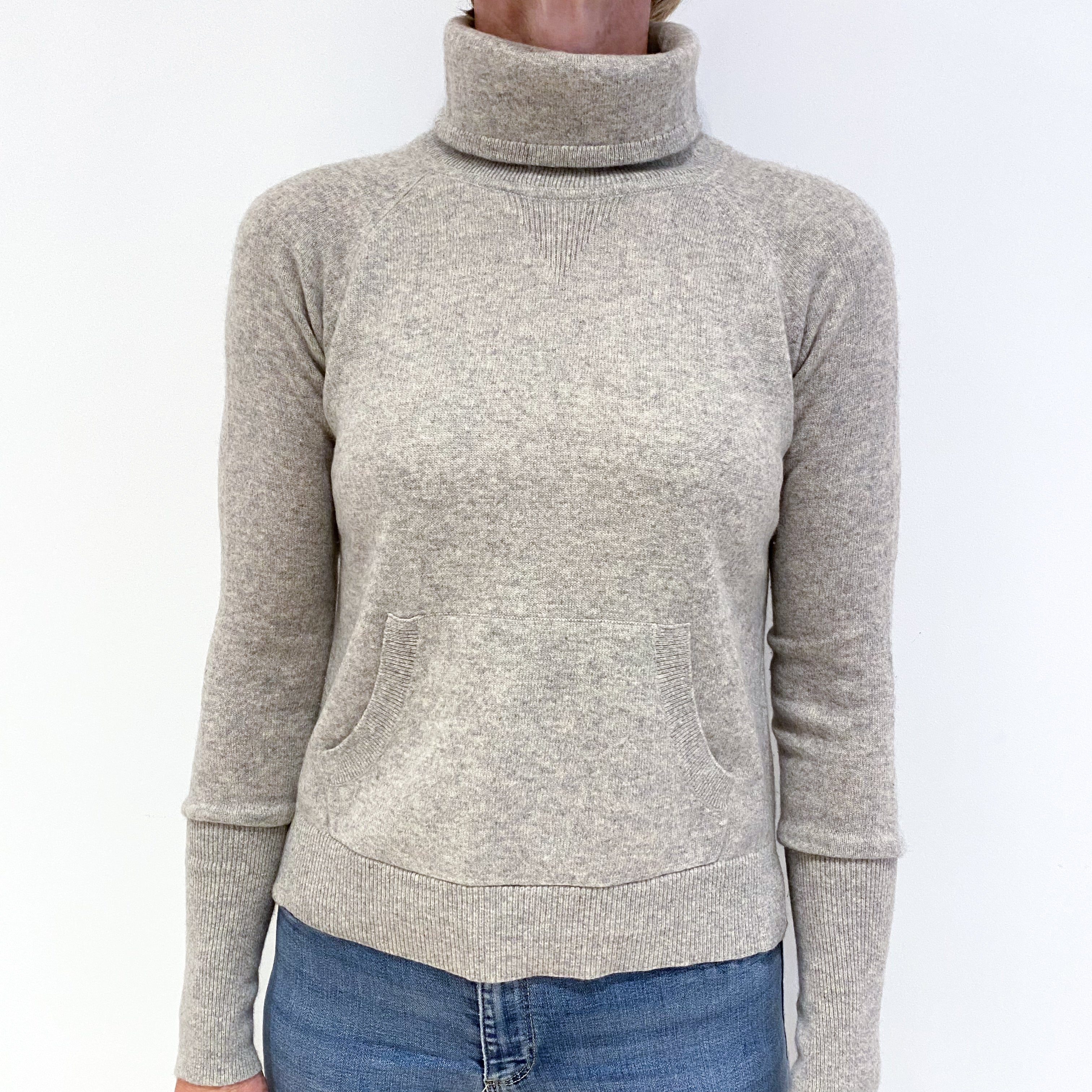 Smoke Grey Cashmere Polo Neck Jumper Small