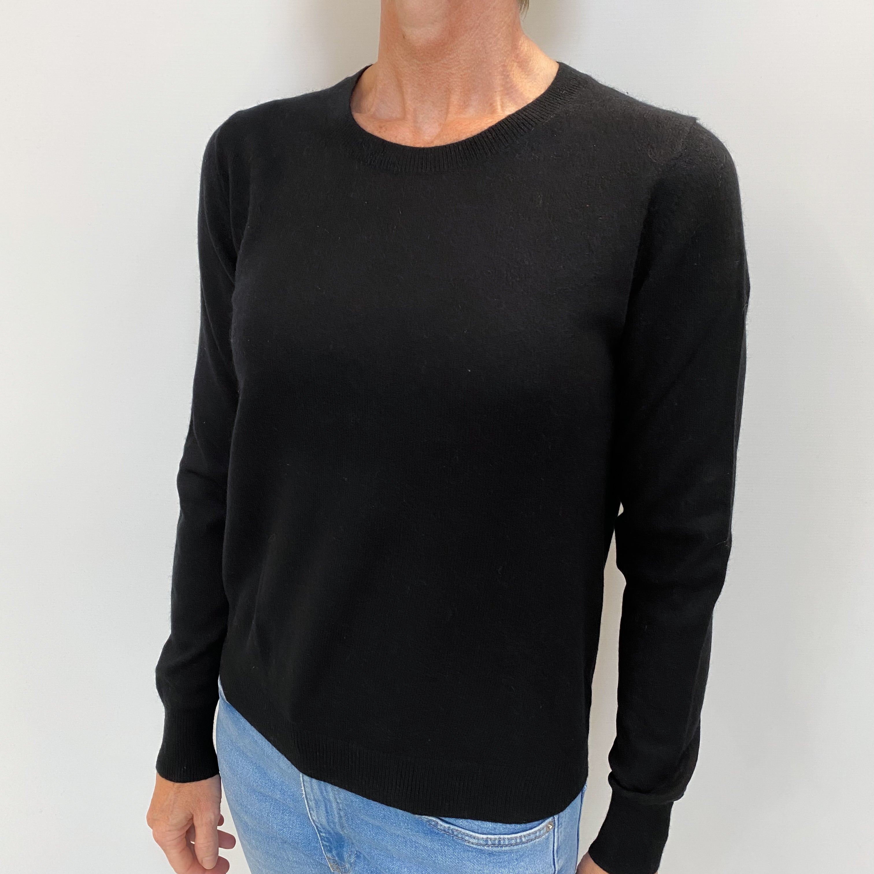Black Cashmere Crew Neck Jumper Small