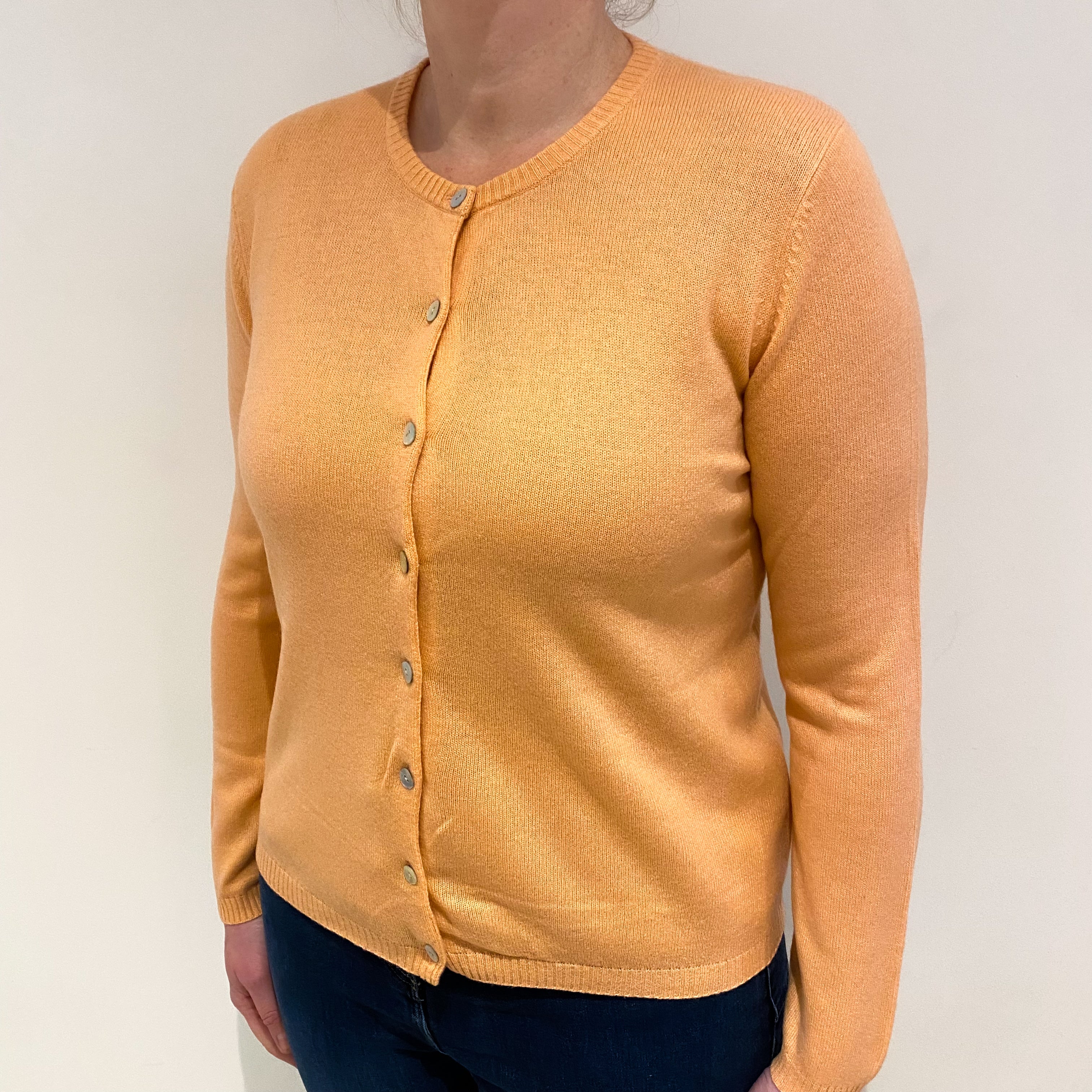 Peach Cashmere Crew Neck Cardigan Large