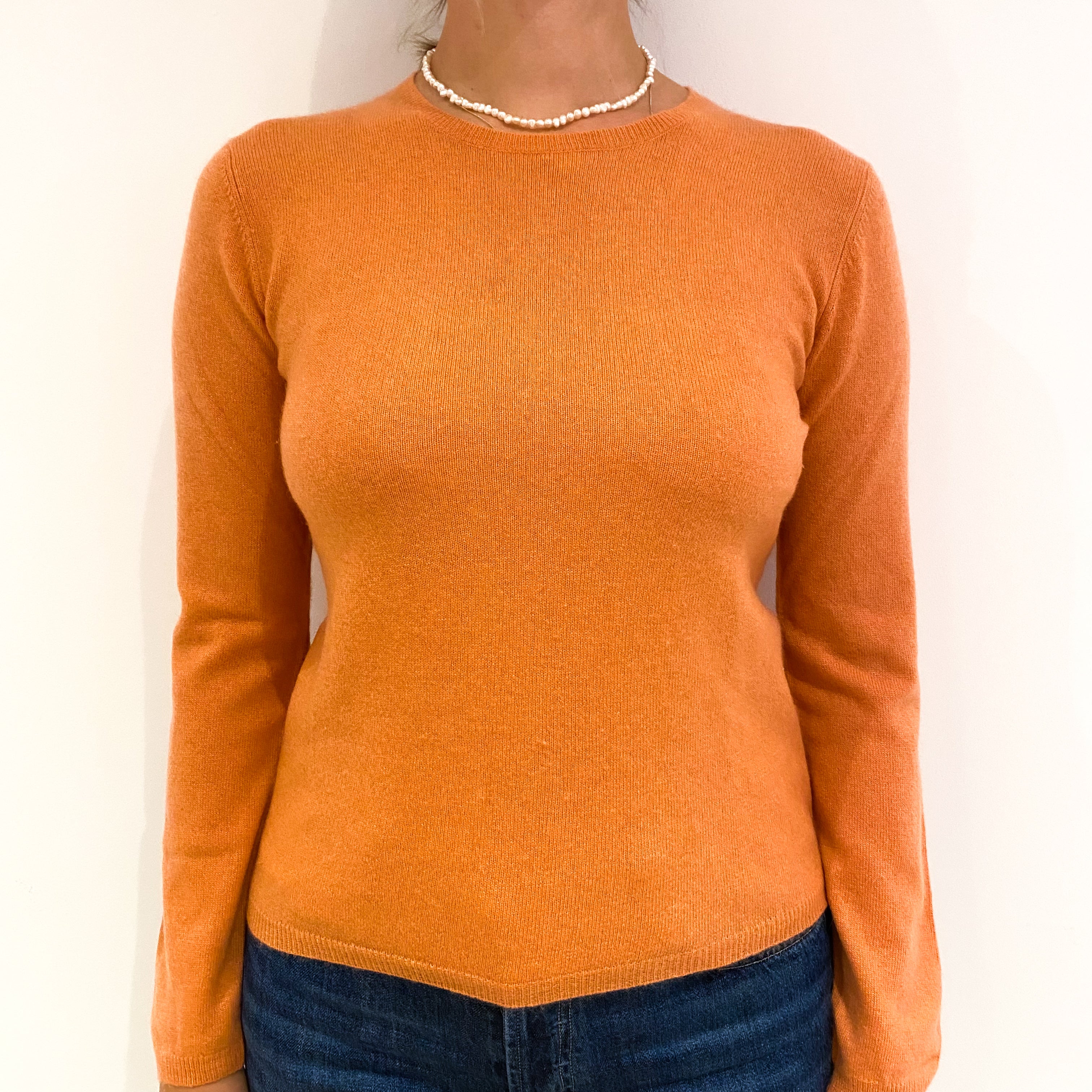 Light Coral Pink Cashmere Crew Neck Jumper Small