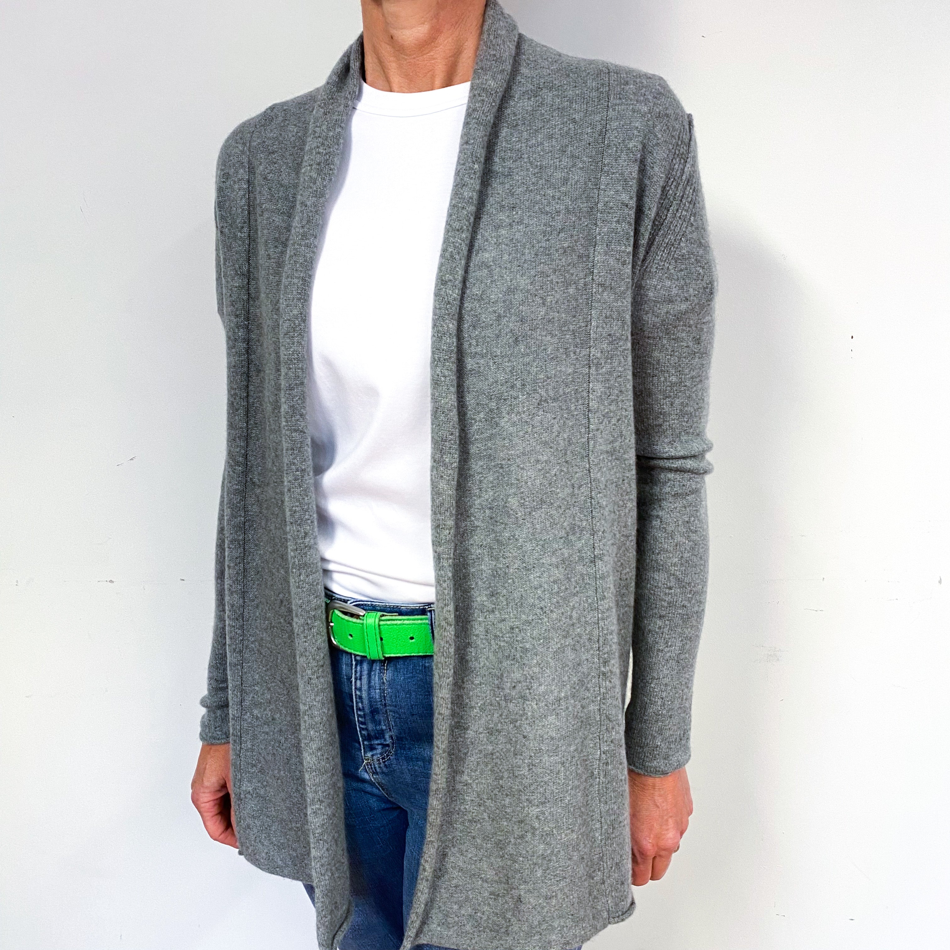 Steel Grey Cashmere Edge to Edge Cardigan Medium
