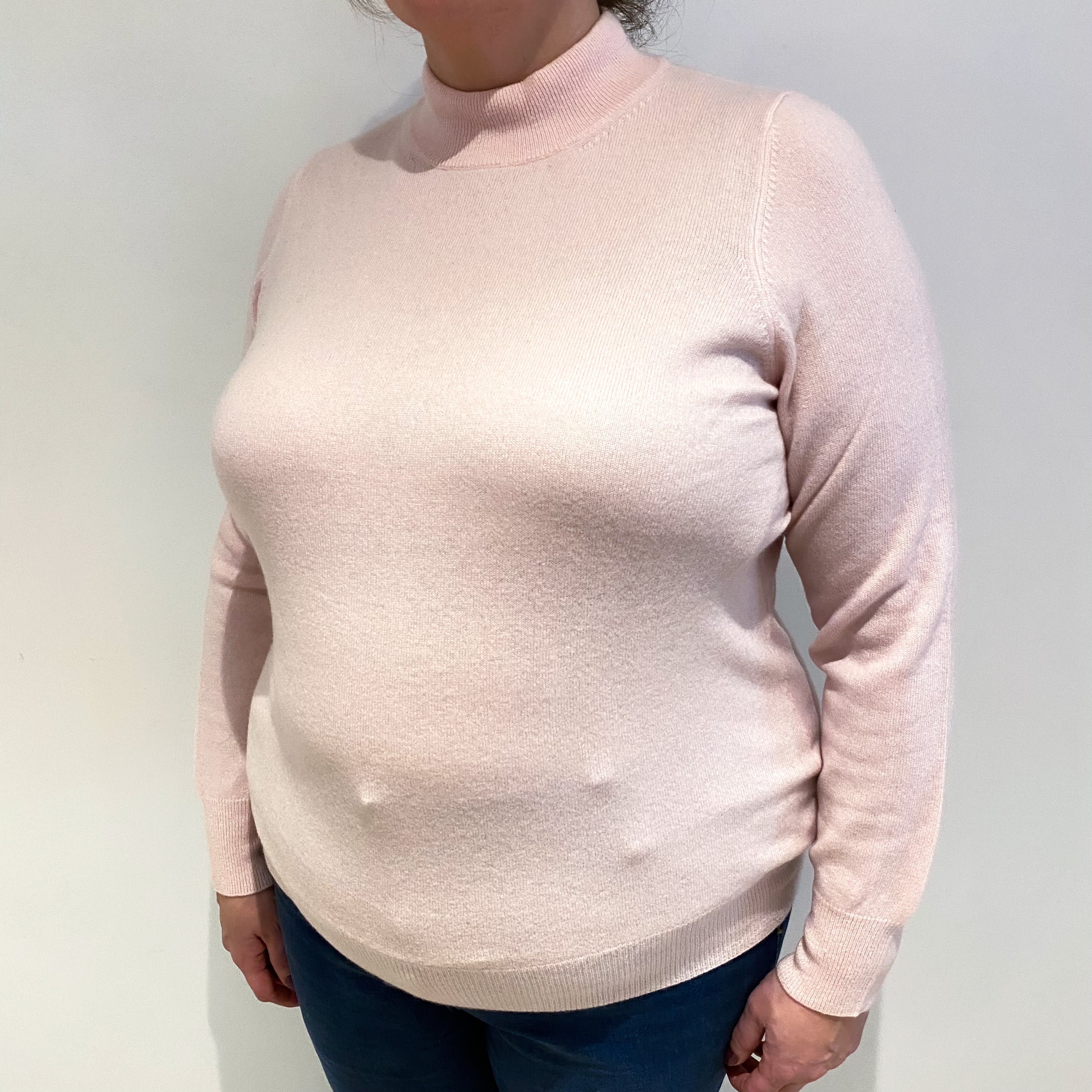 Ice Pink Cashmere Turtle Neck Jumper Extra Large