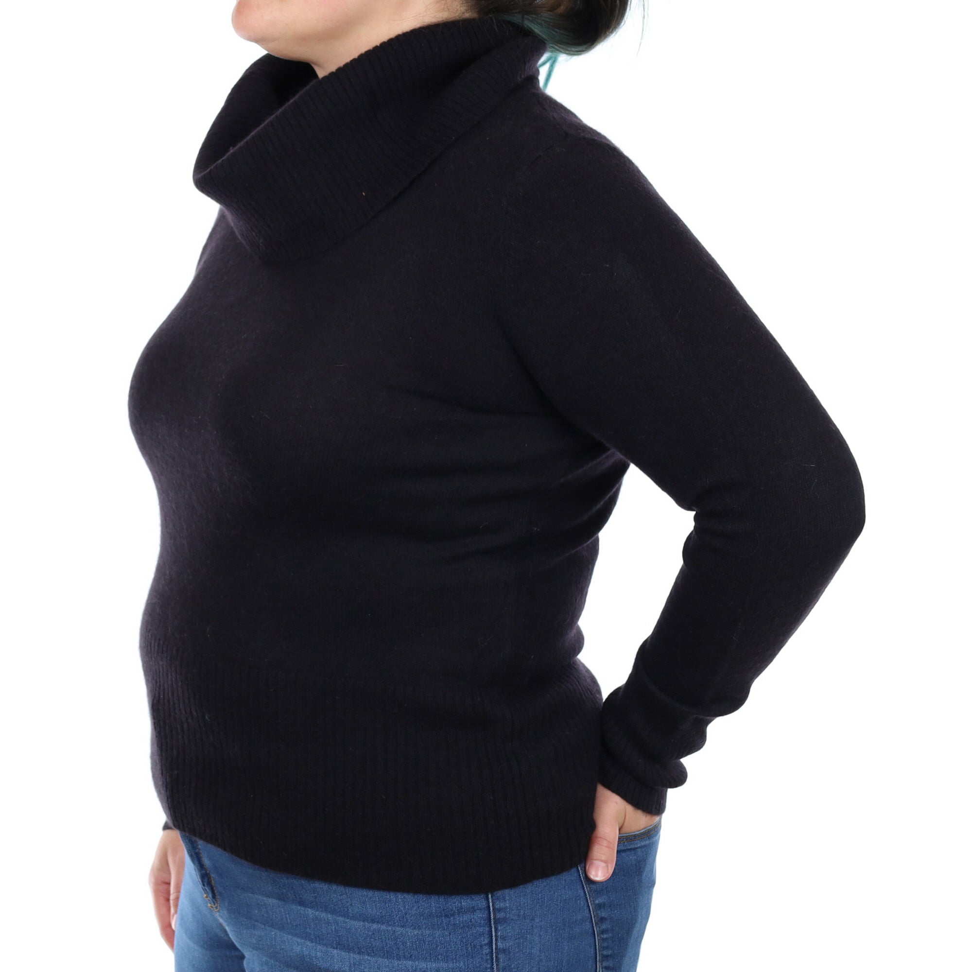 Black Cashmere Cowl Neck Jumper Large
