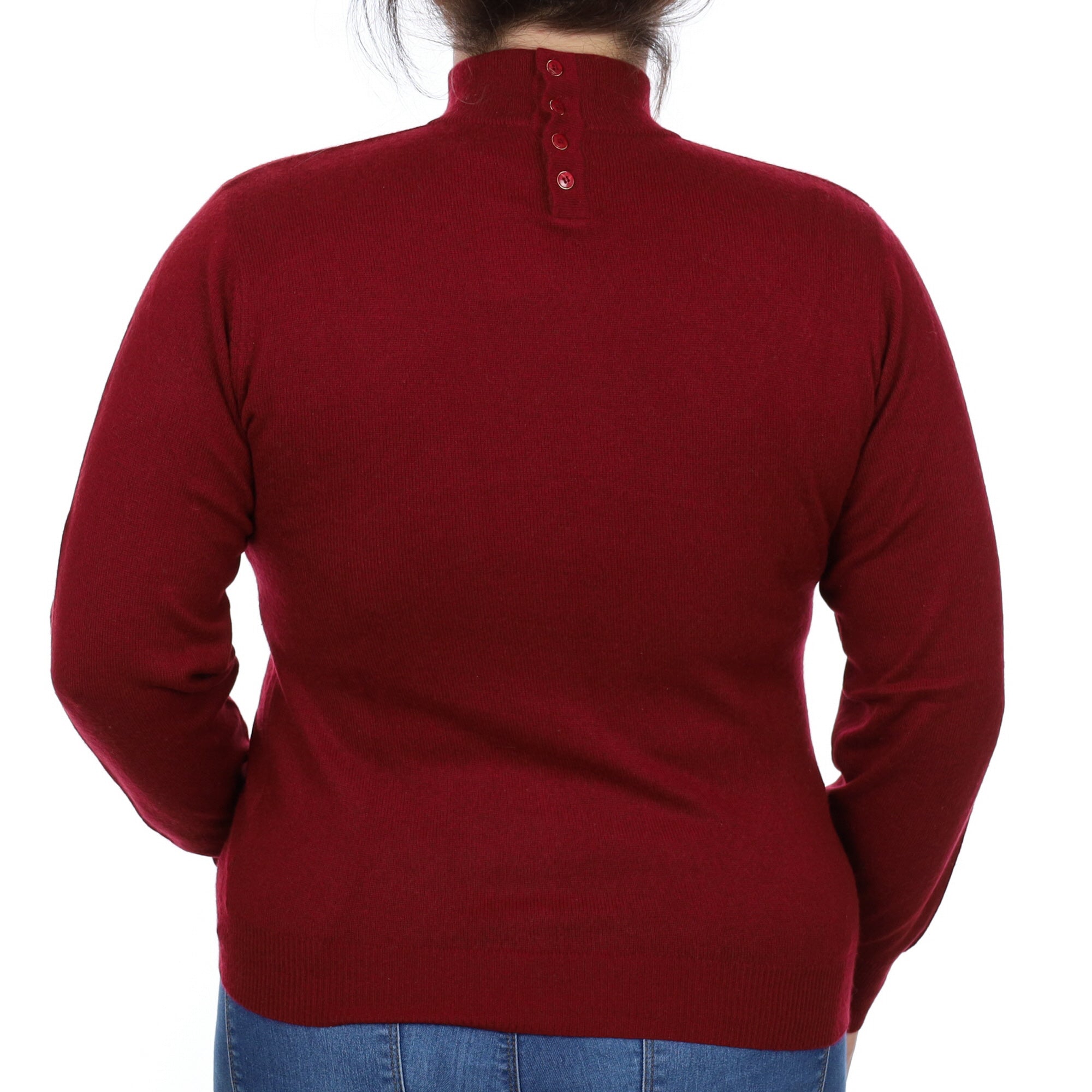 Burgundy Red Cashmere Turtle Neck Jumper Large