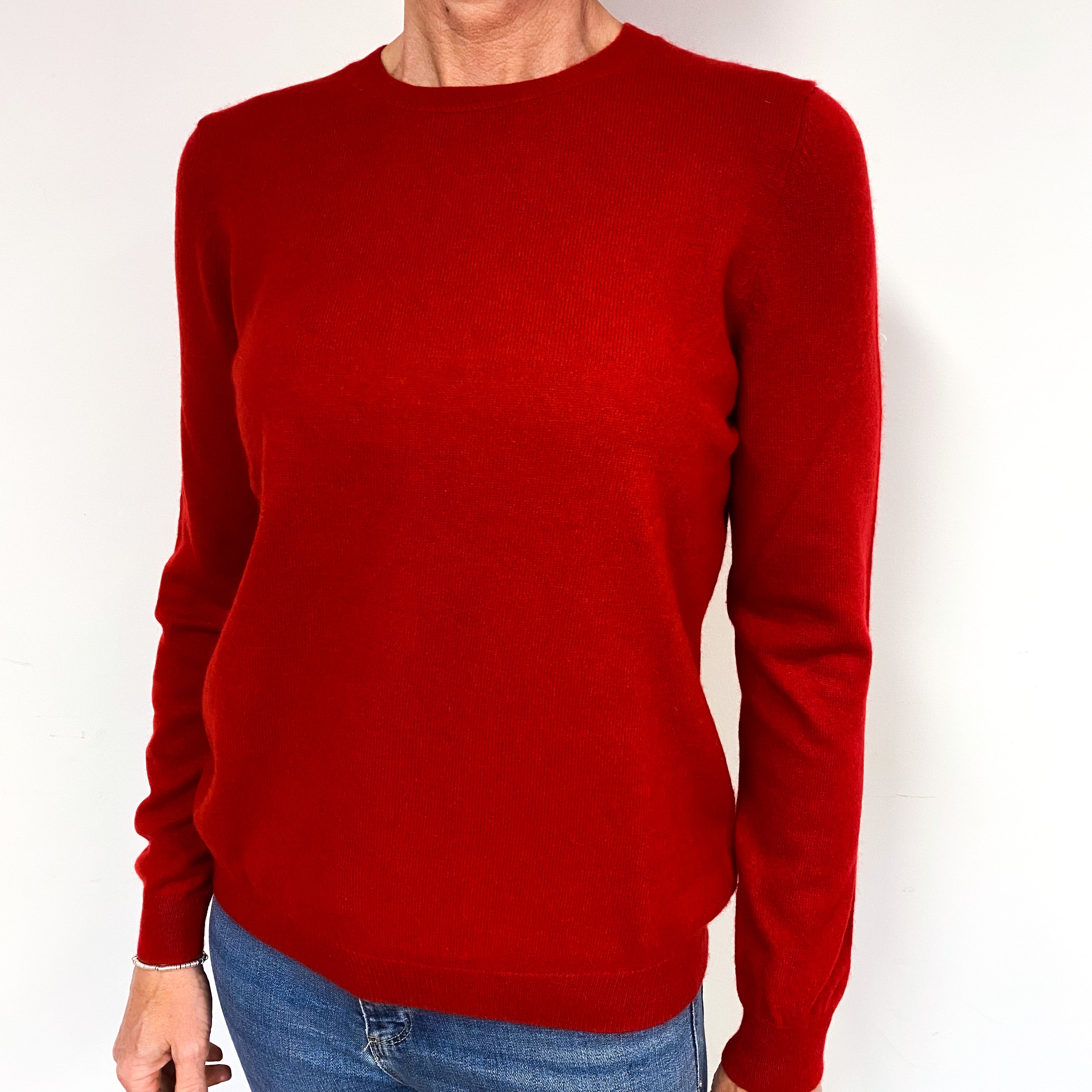 Post Box Red Cashmere Crew Neck Jumper Medium