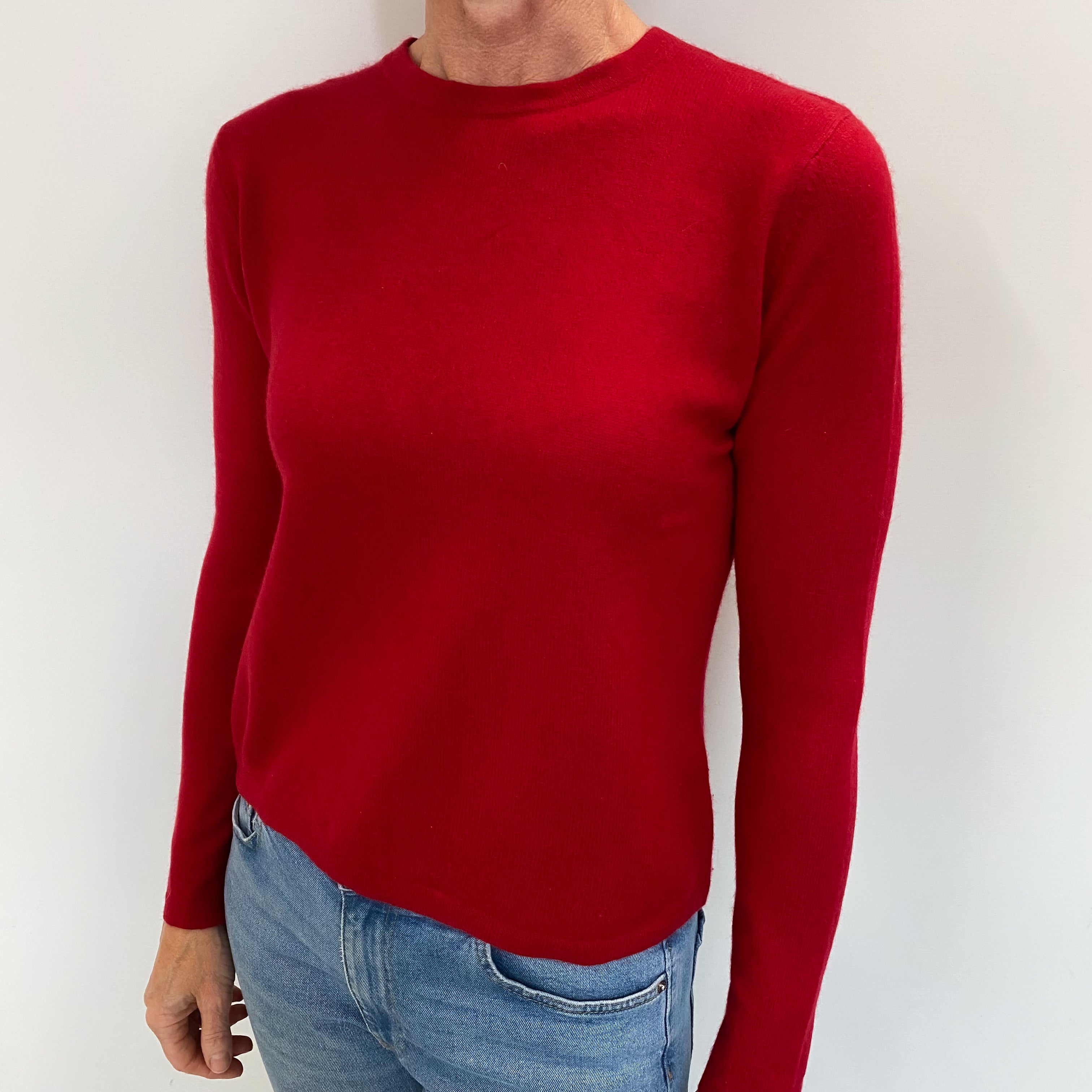 Berry Red Cashmere Crew Neck Jumper Small