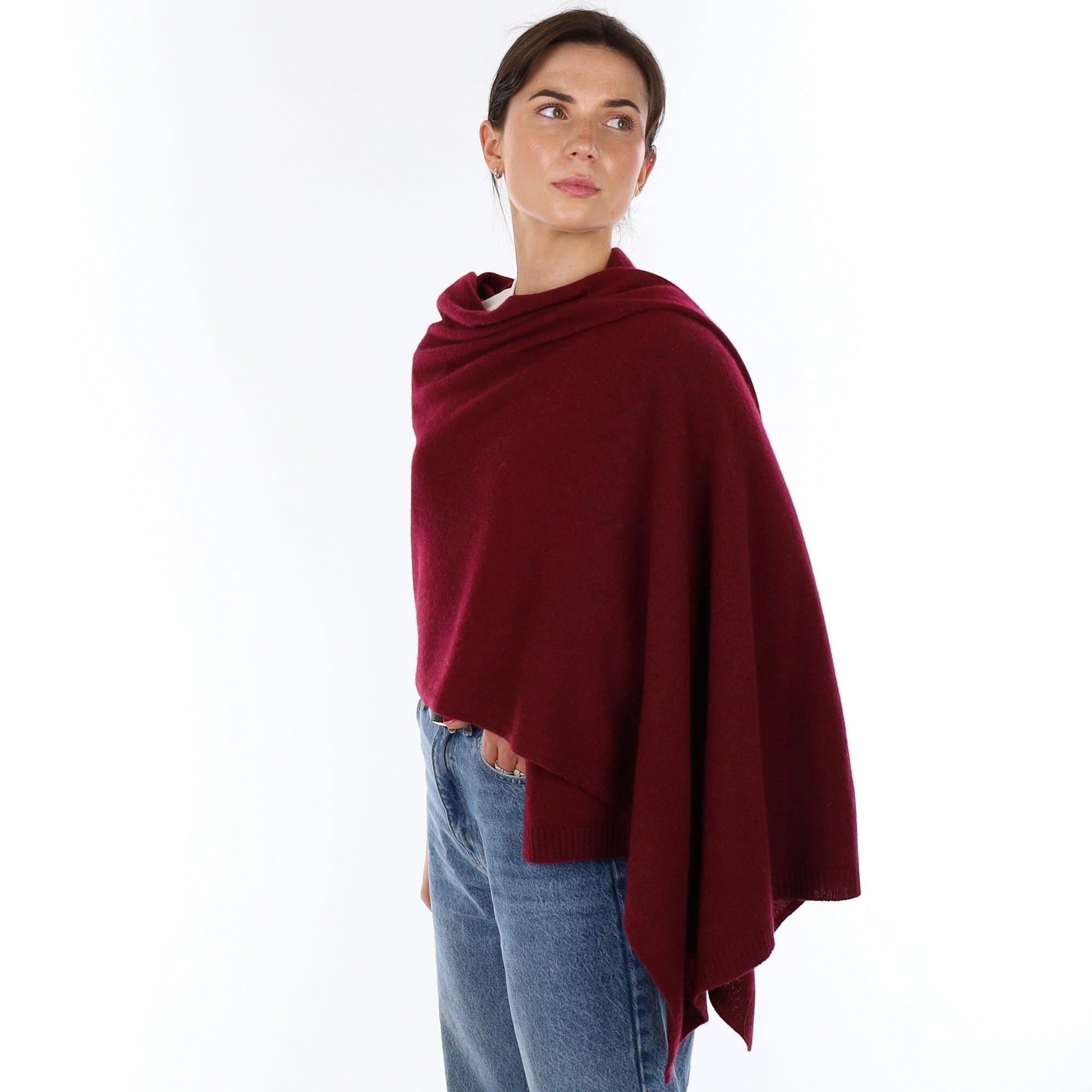 Brand New Rich Wine Recycled Cashmere Wrap