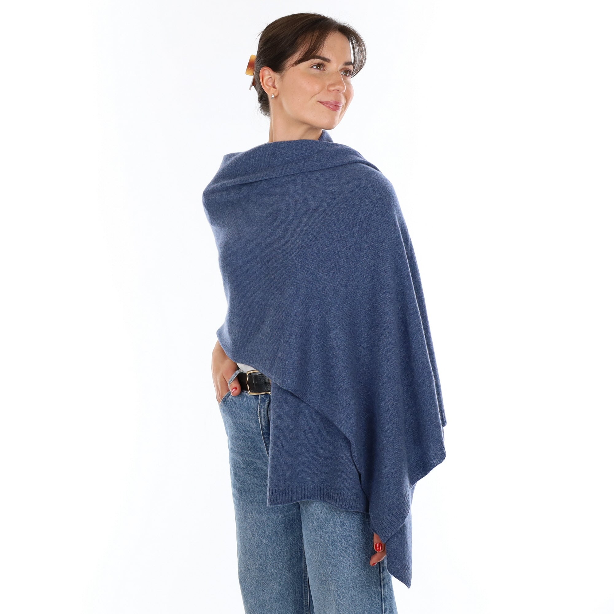 Brand New Denim Blue Recycled Cashmere Wrap