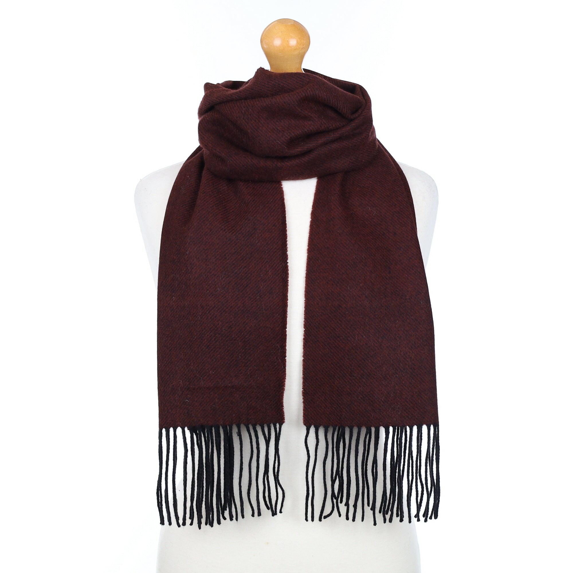 Wine and Black Woven Cashmere Scarf