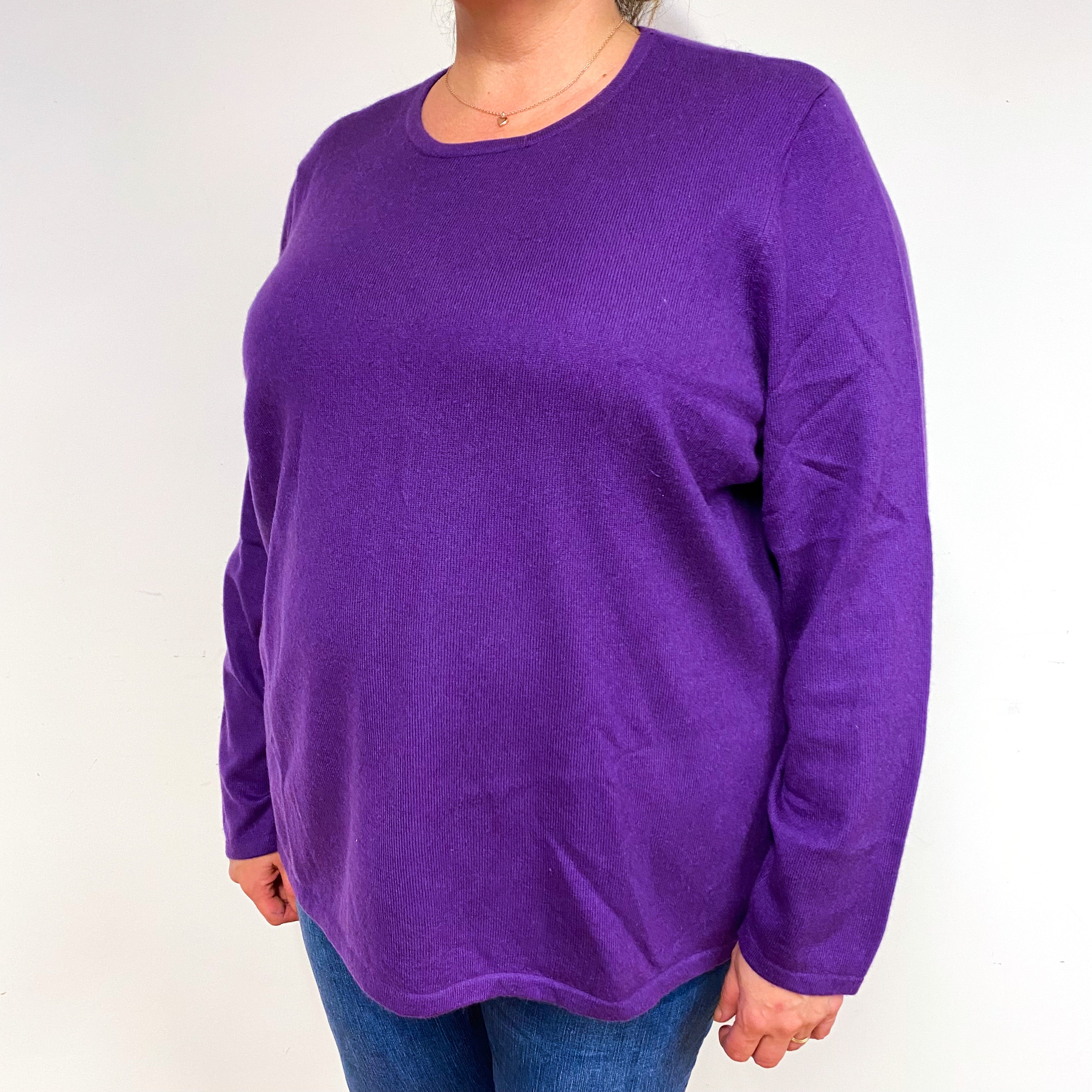 Iris Purple Slouchy Cashmere Crew Neck Jumper Extra Extra Large