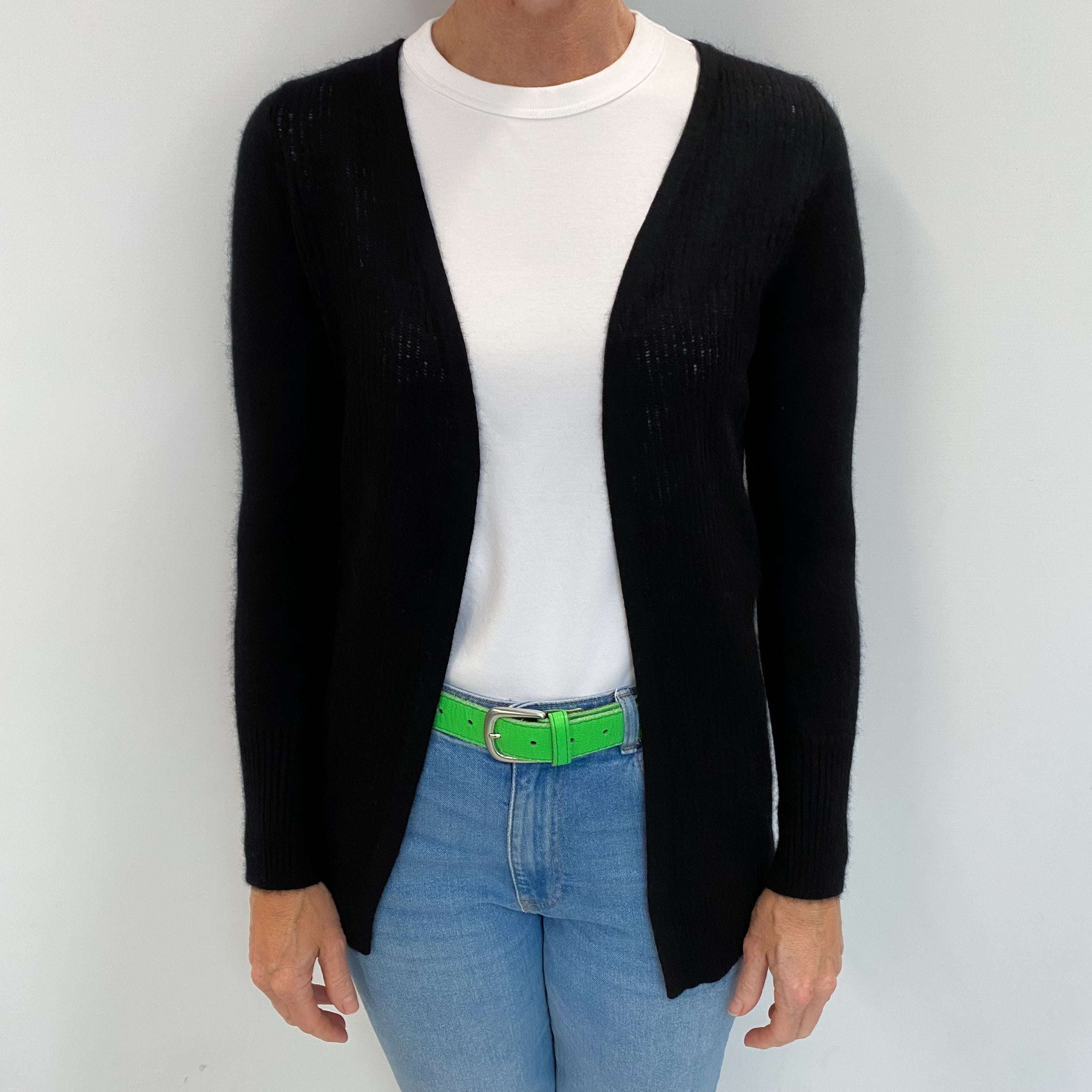 Black Cashmere Edge To Edge Cardigan Small