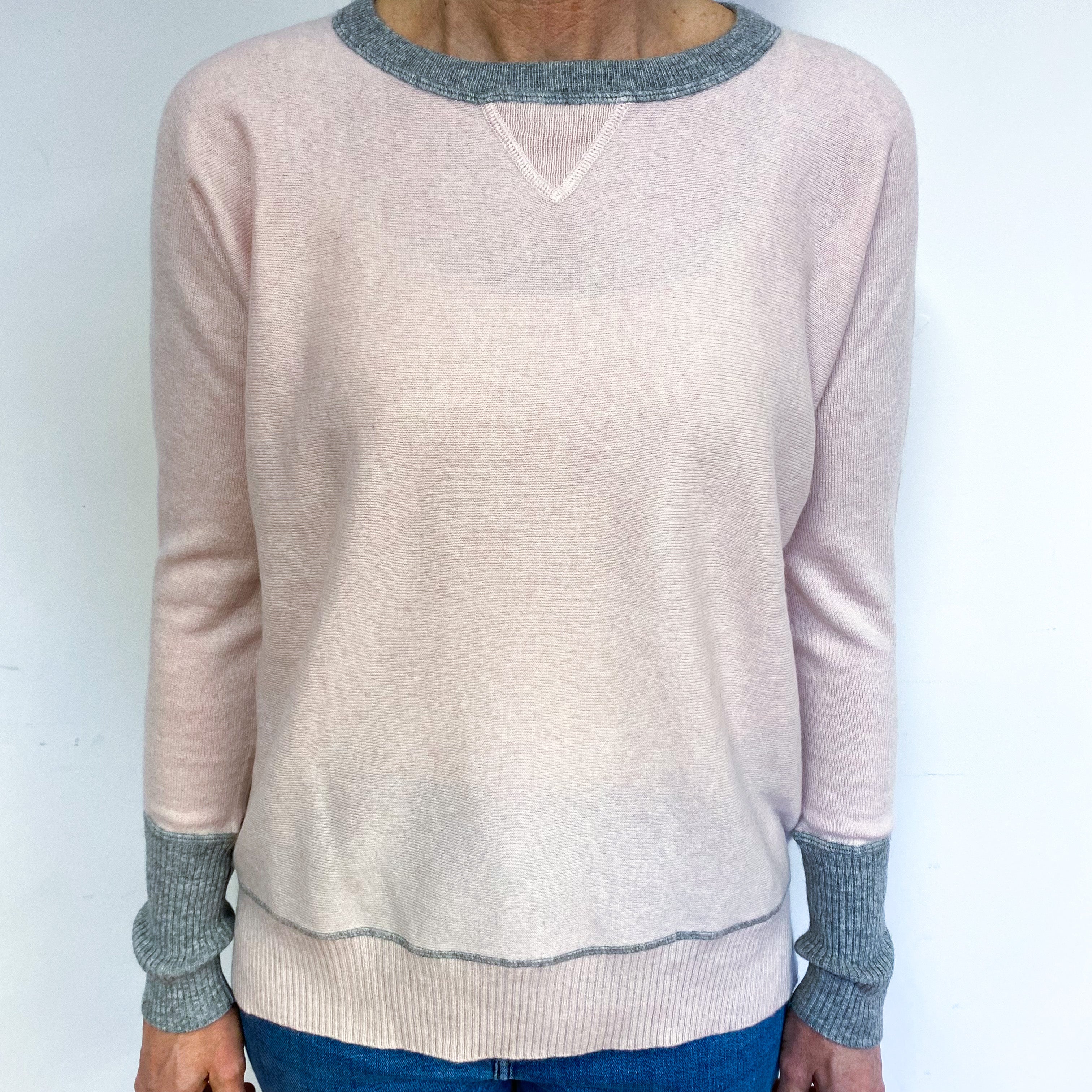 Blush Pink Cashmere Crew Neck Jumper Medium