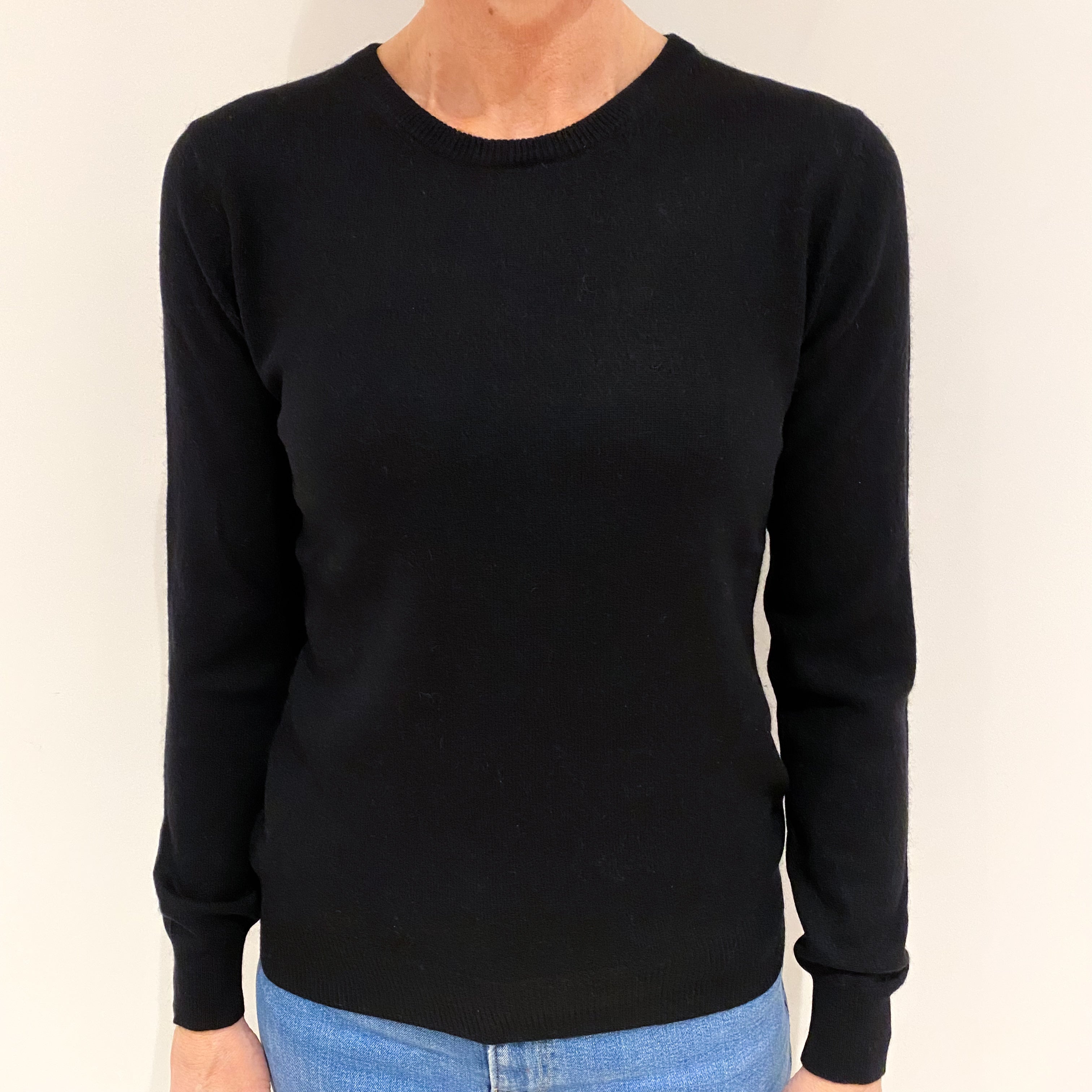 Black Cashmere Crew Neck Jumper Small