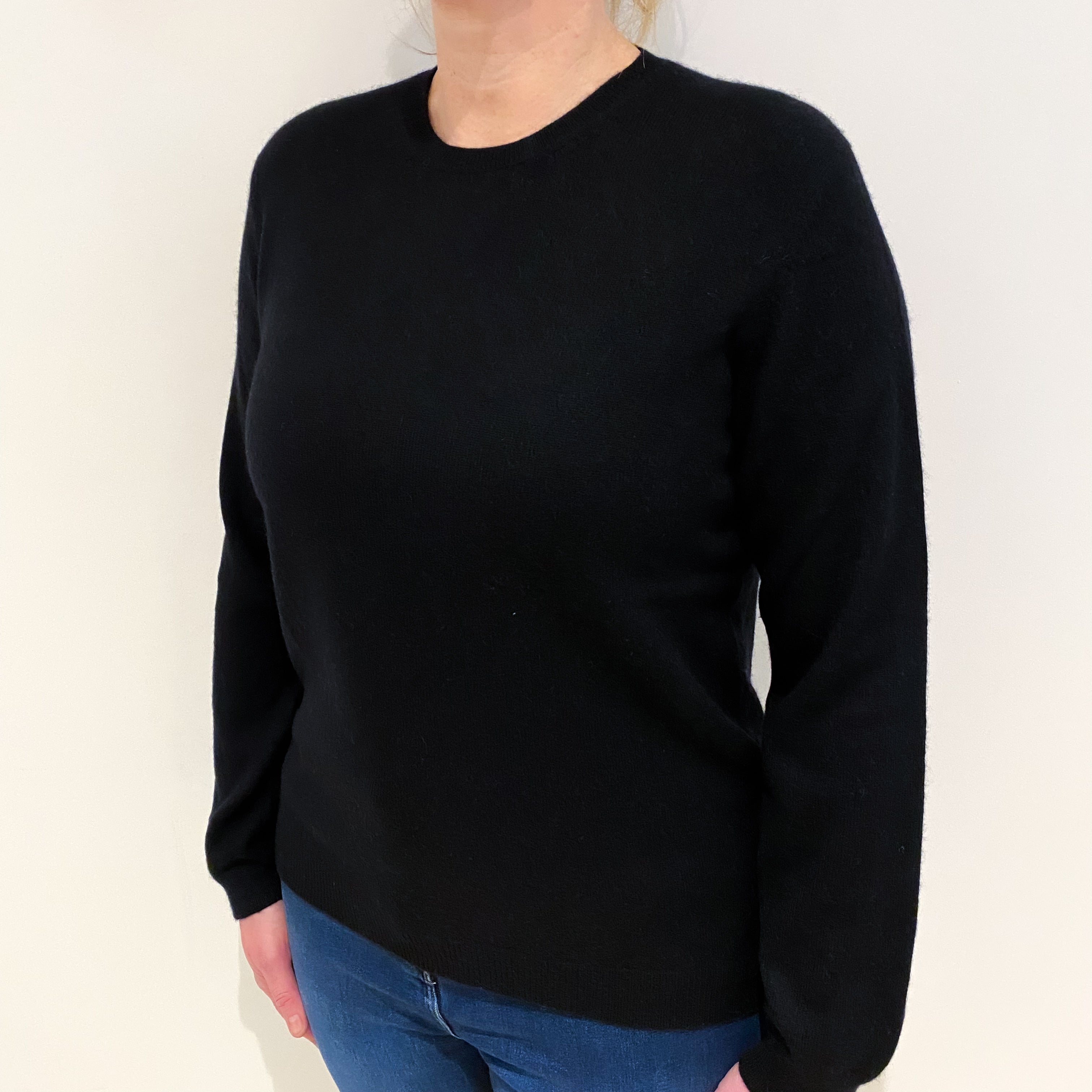 Black Cashmere Crew Neck Jumper Large