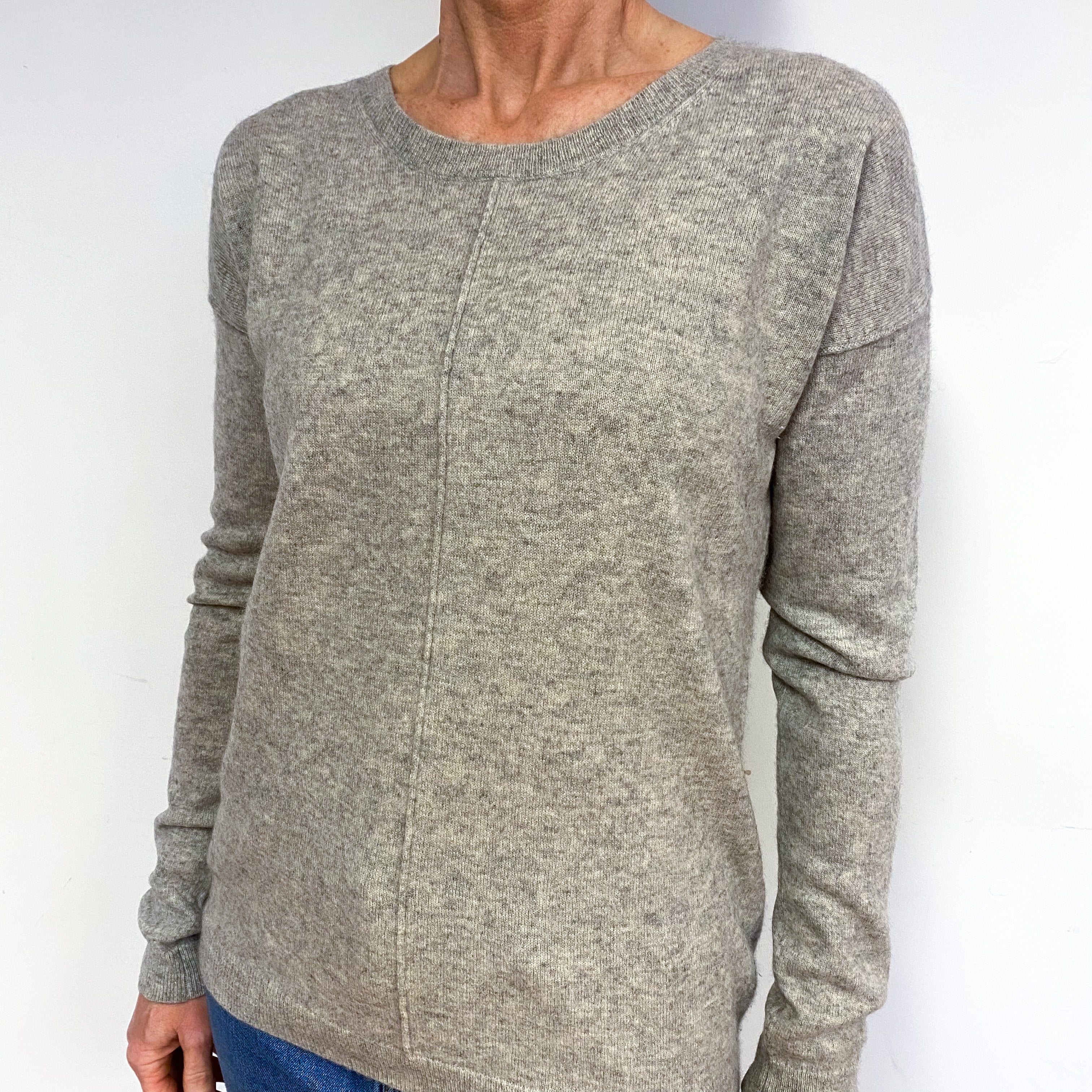Silver Grey Cashmere Crew Neck Jumper Medium