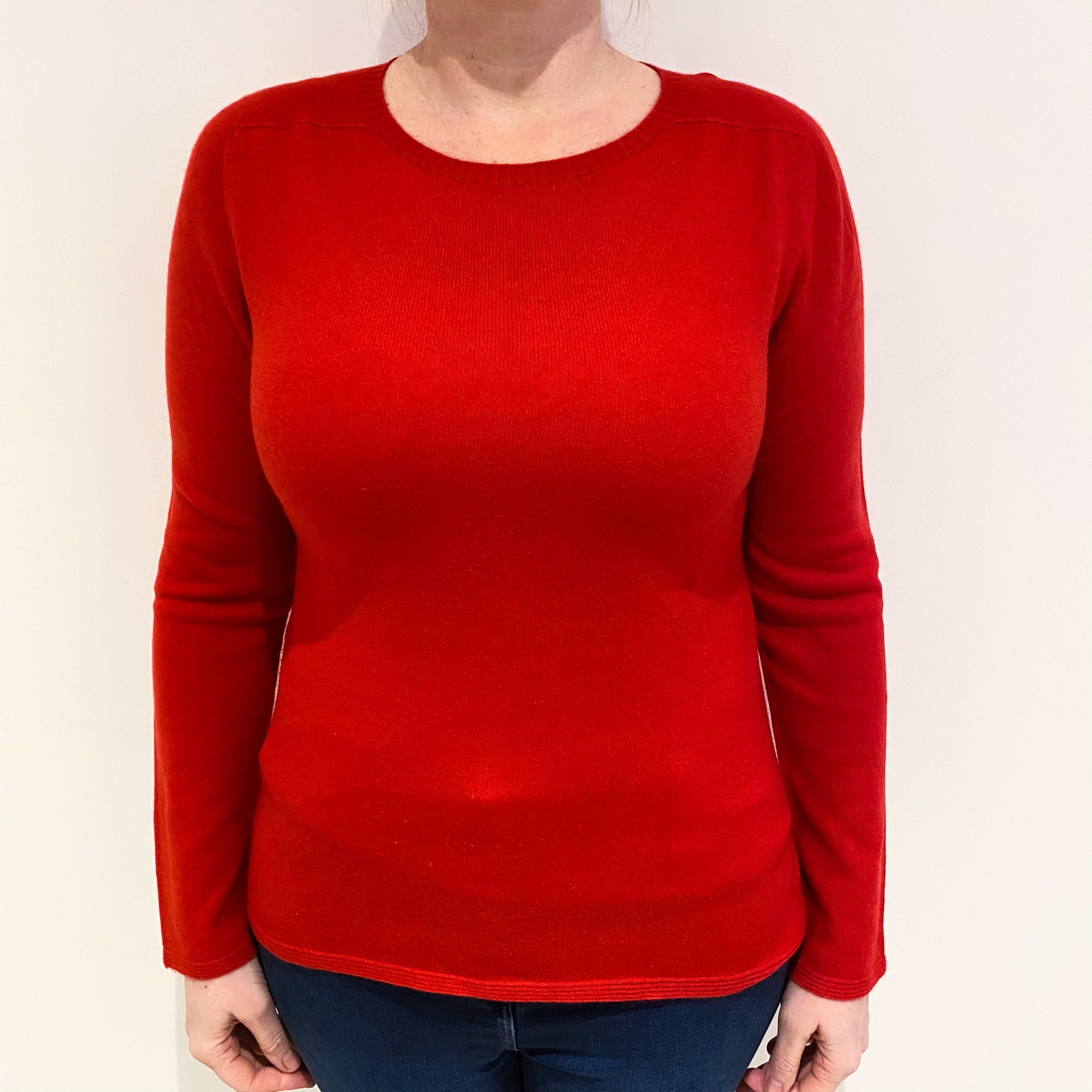 Johnston’s Scottish Scarlet Red Cashmere Crew Neck Jumper Large