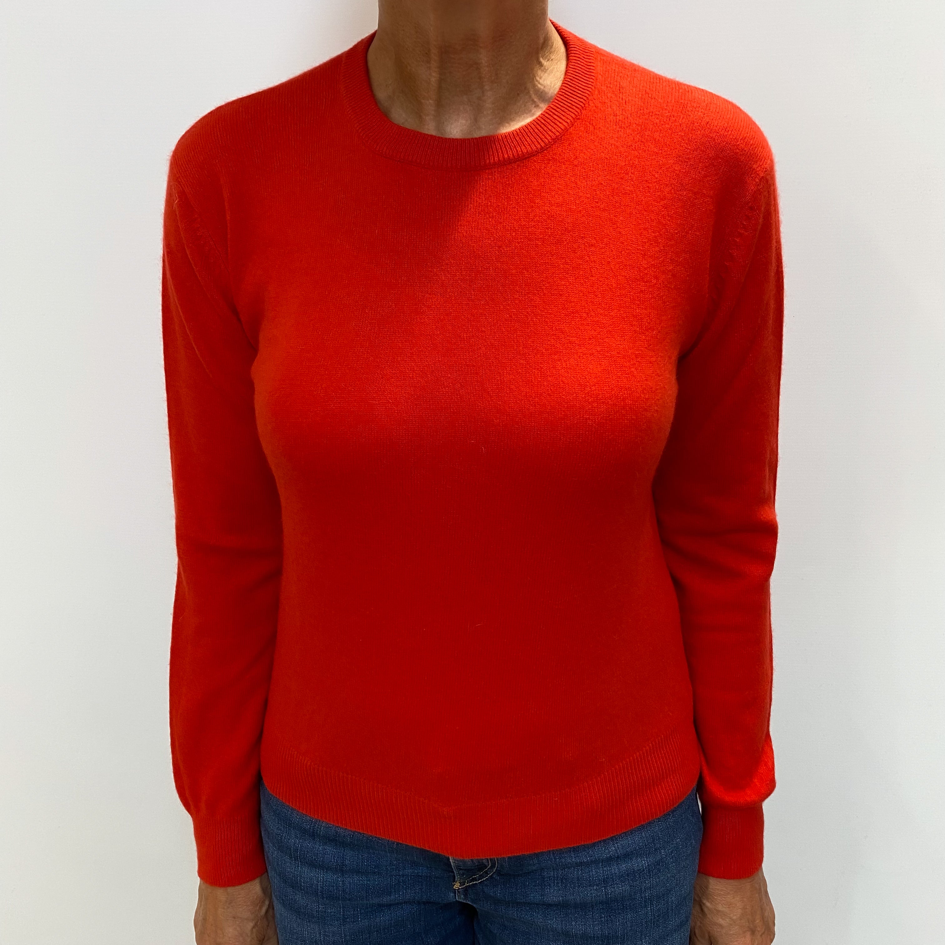 Bright Pumpkin Orange Cashmere Crew Neck Jumper Medium