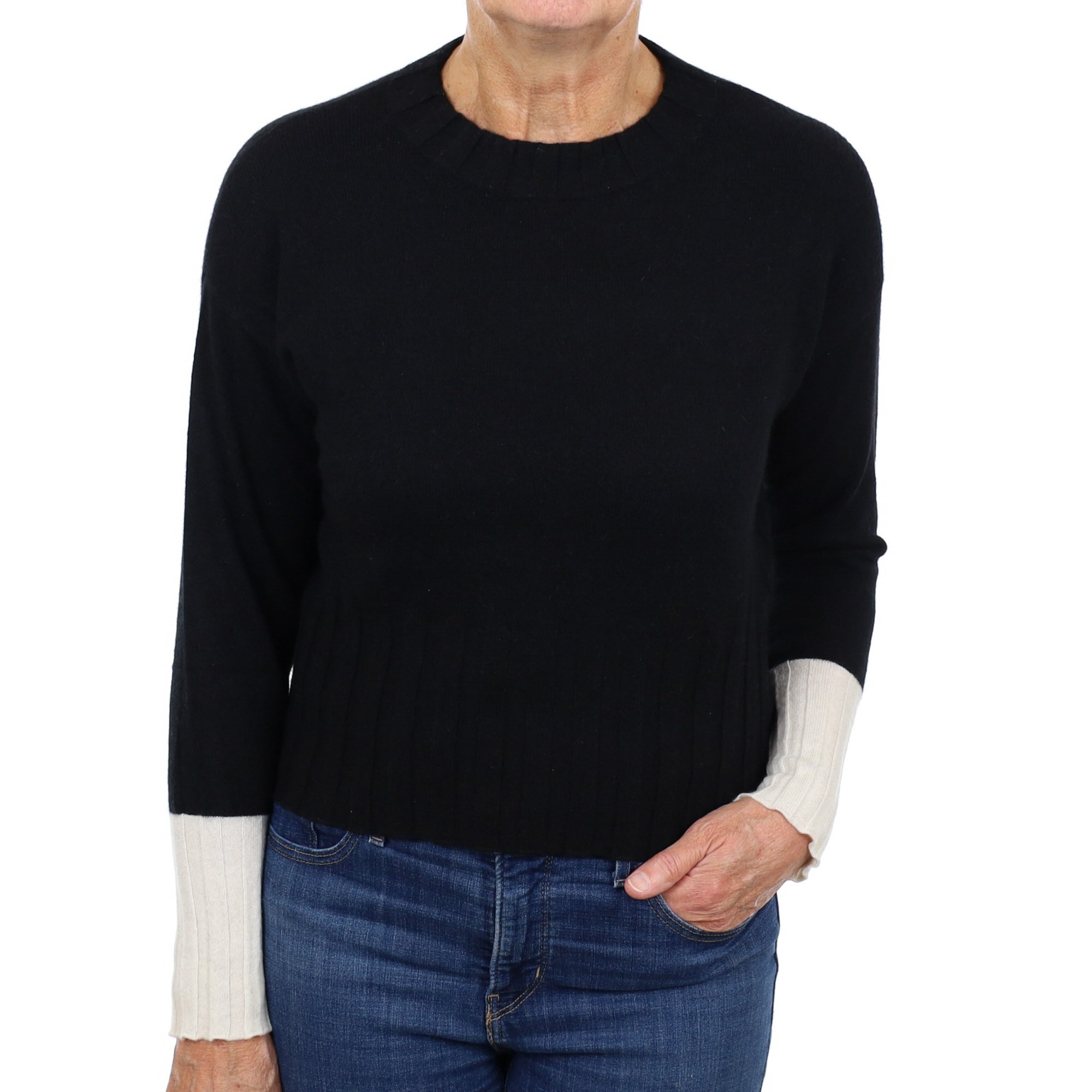 Black Cashmere Crew Neck Jumper Medium