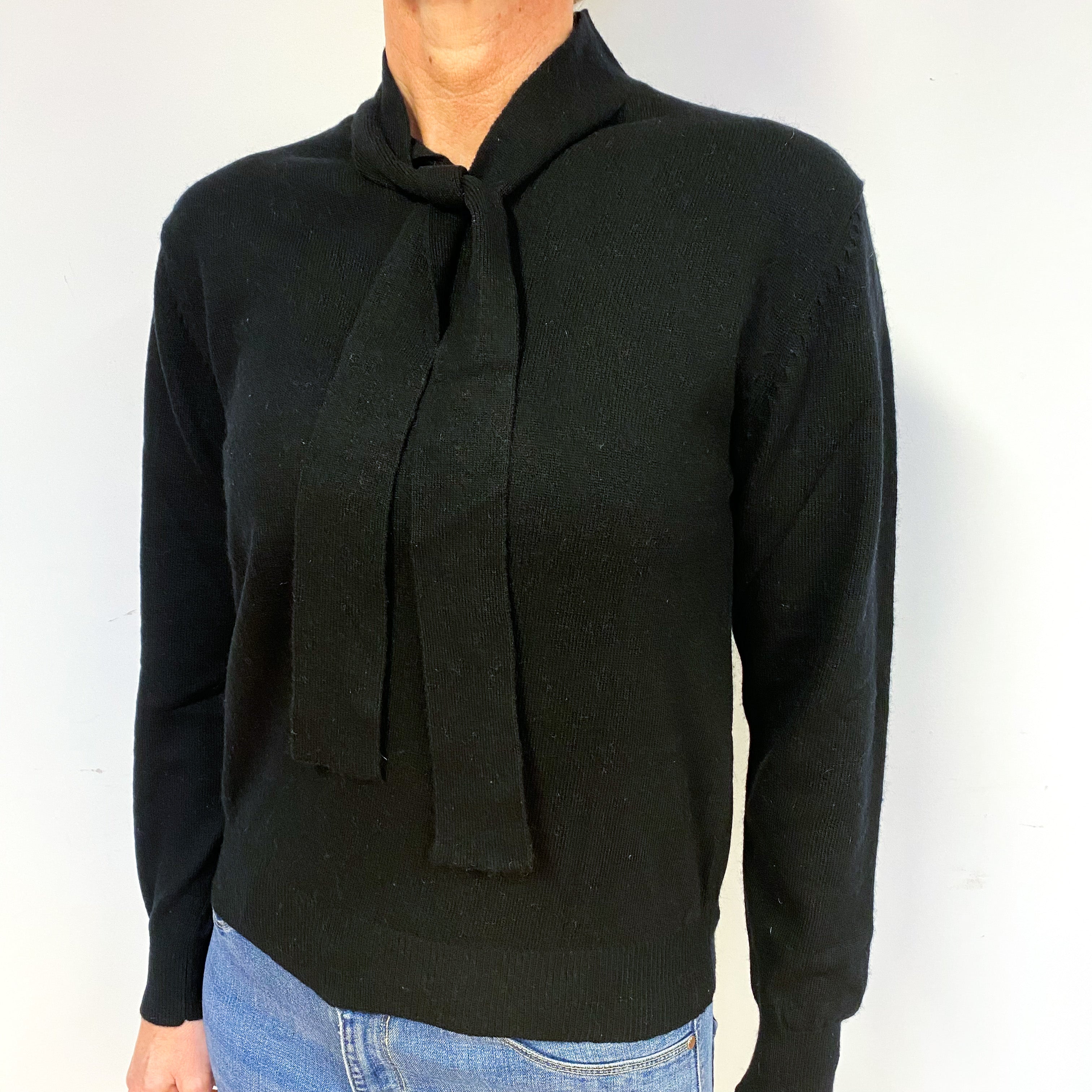 Black Cashmere V-Neck Jumper Medium