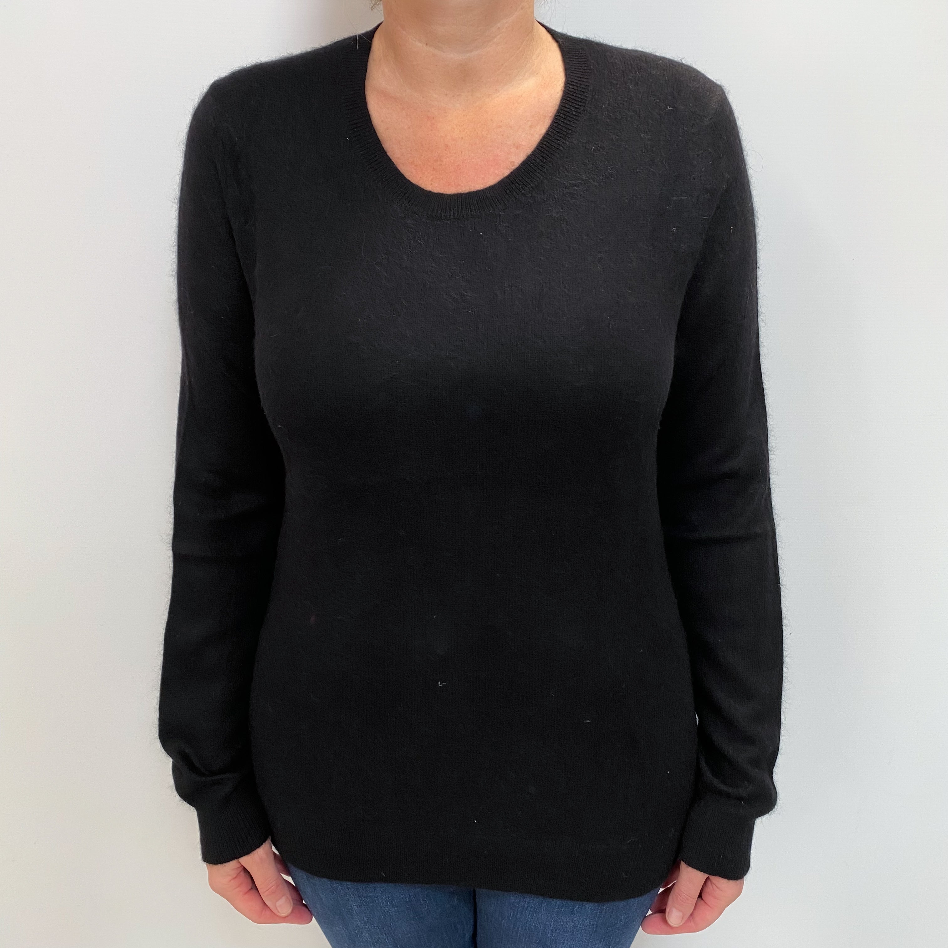 Black Cashmere Crew Neck Jumper Large