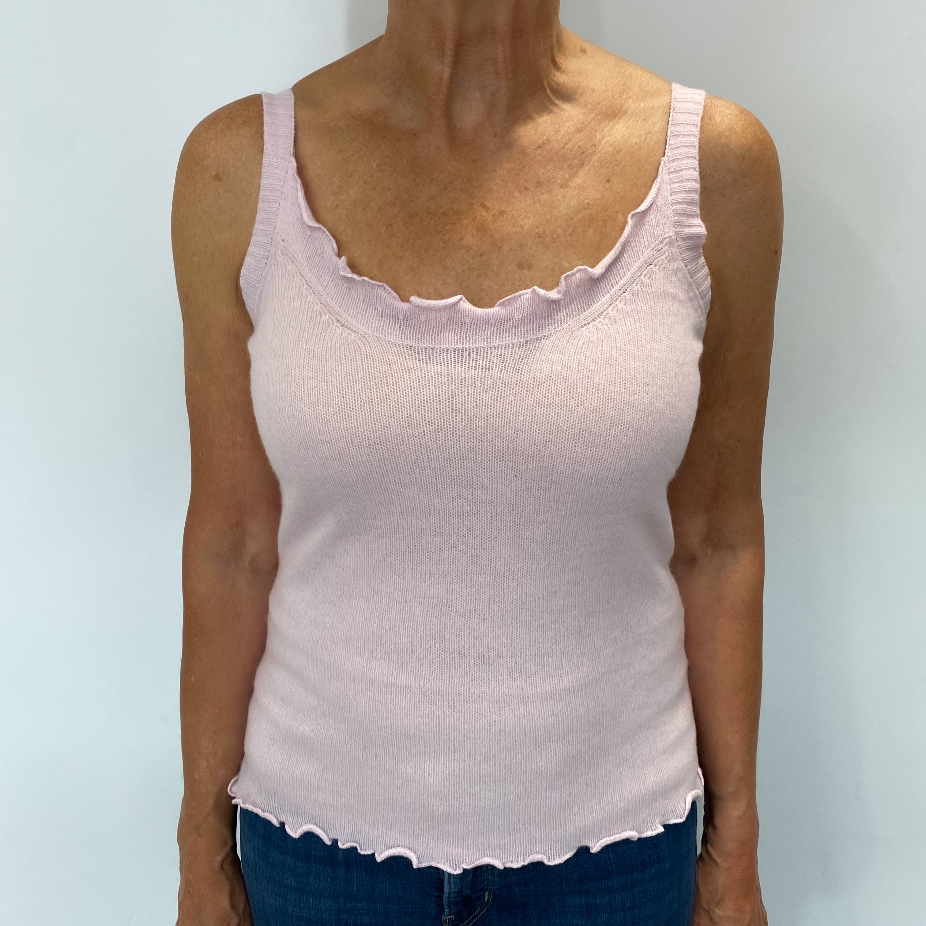 Ice Pink Cashmere Crew Neck Vest Jumper Medium