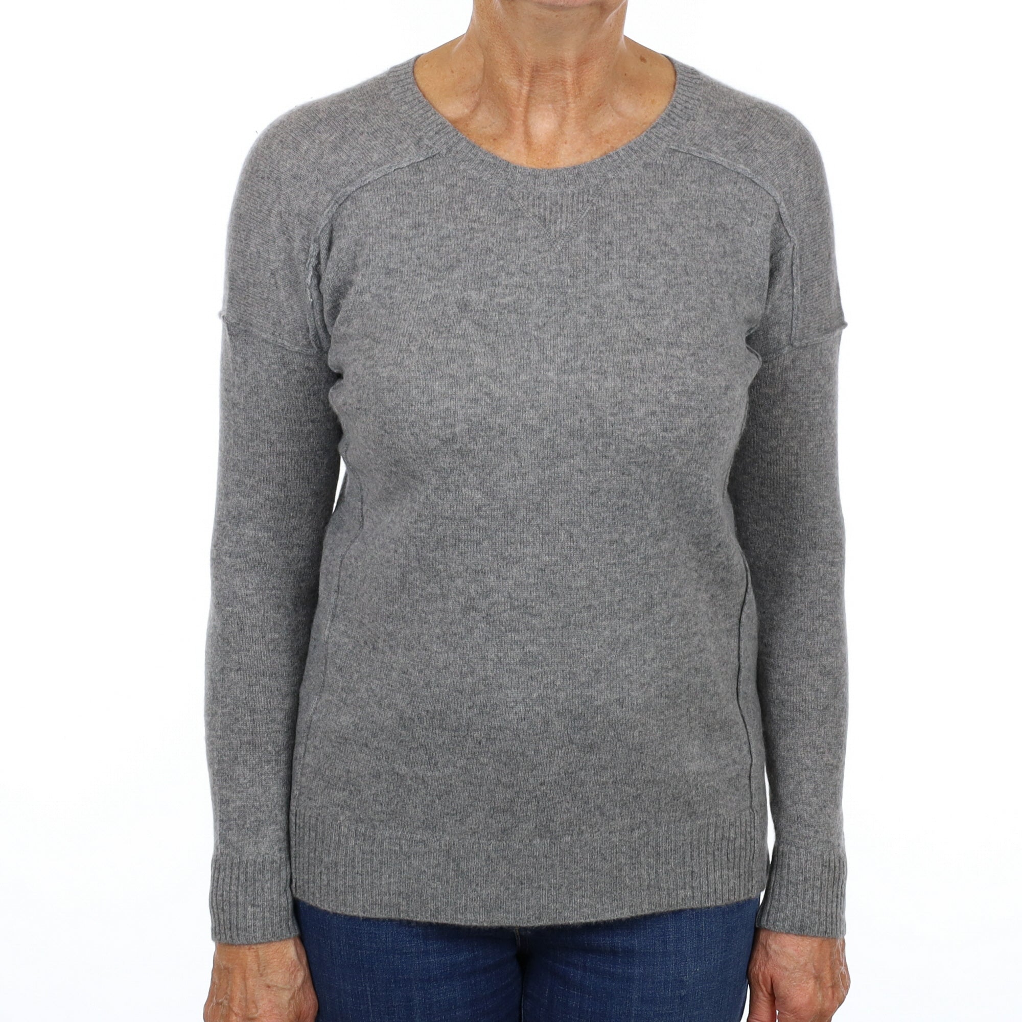 Smoke Grey Cashmere Crew Neck Jumper Medium