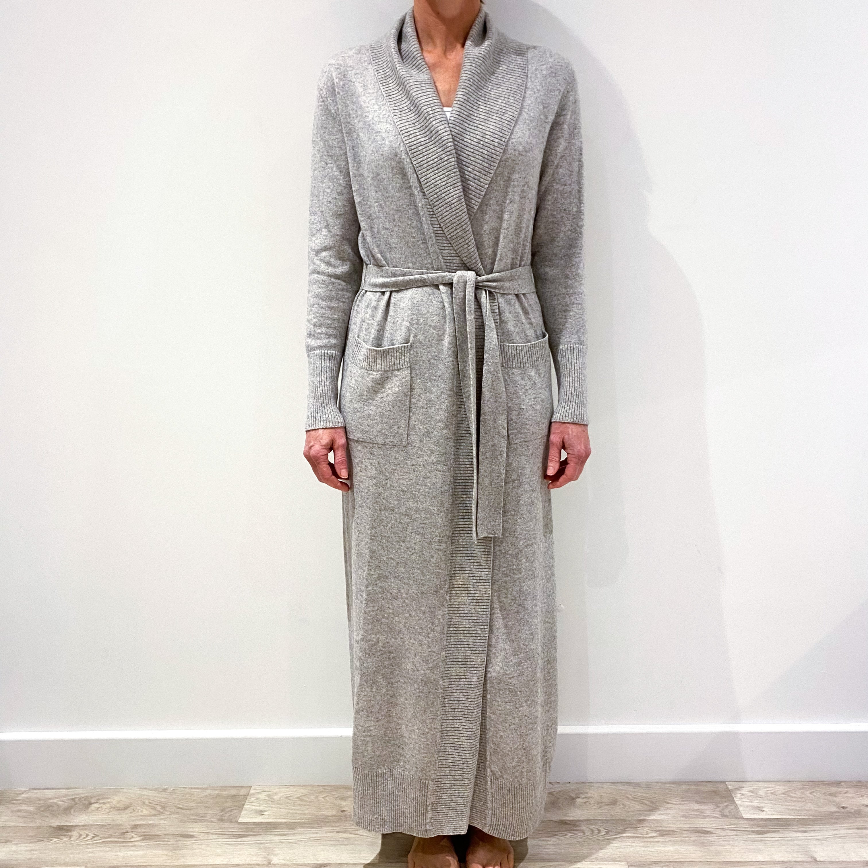 Smoke Grey Cashmere Dressing Gown Small