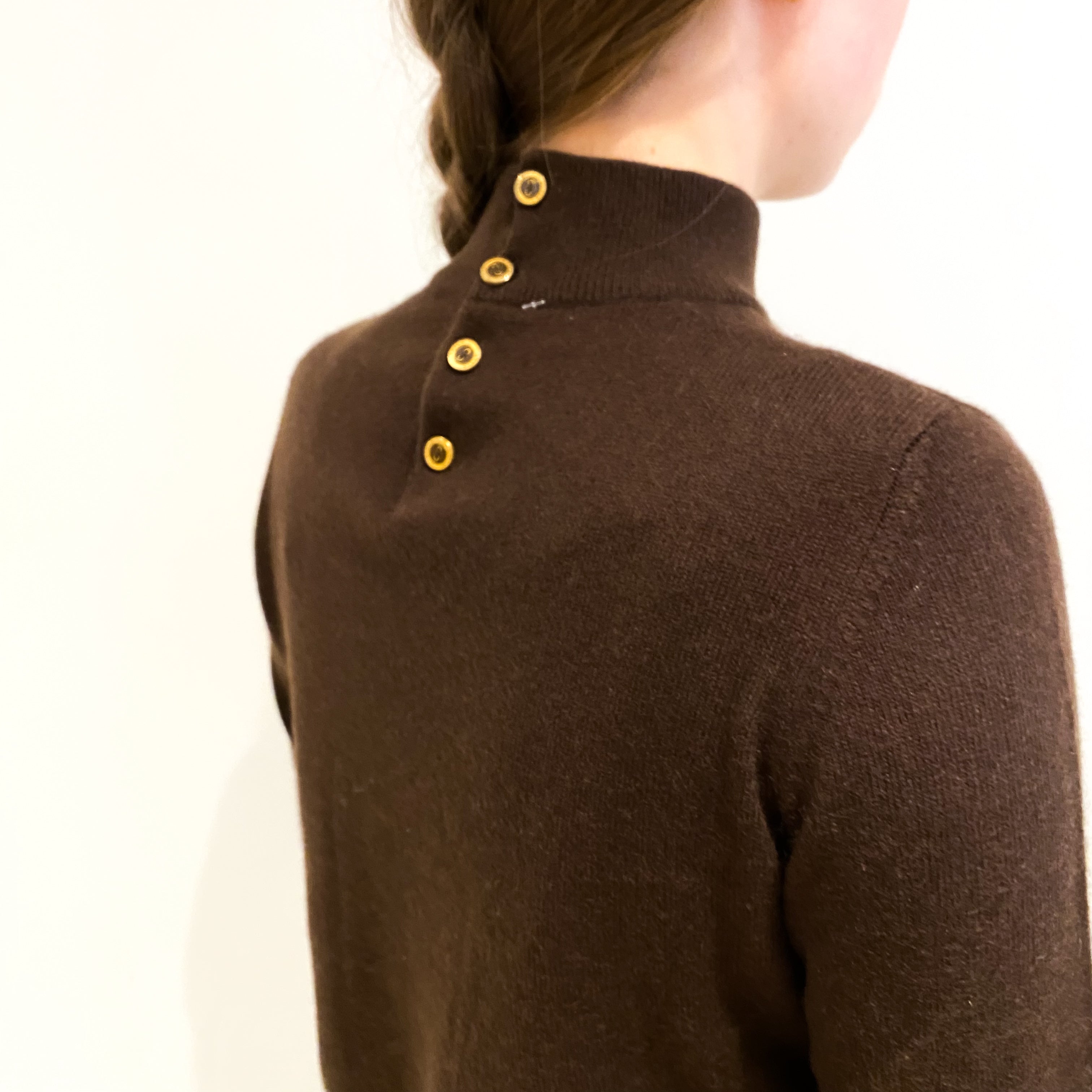 Chocolate Brown Cashmere Turtle Neck Jumper Extra Small