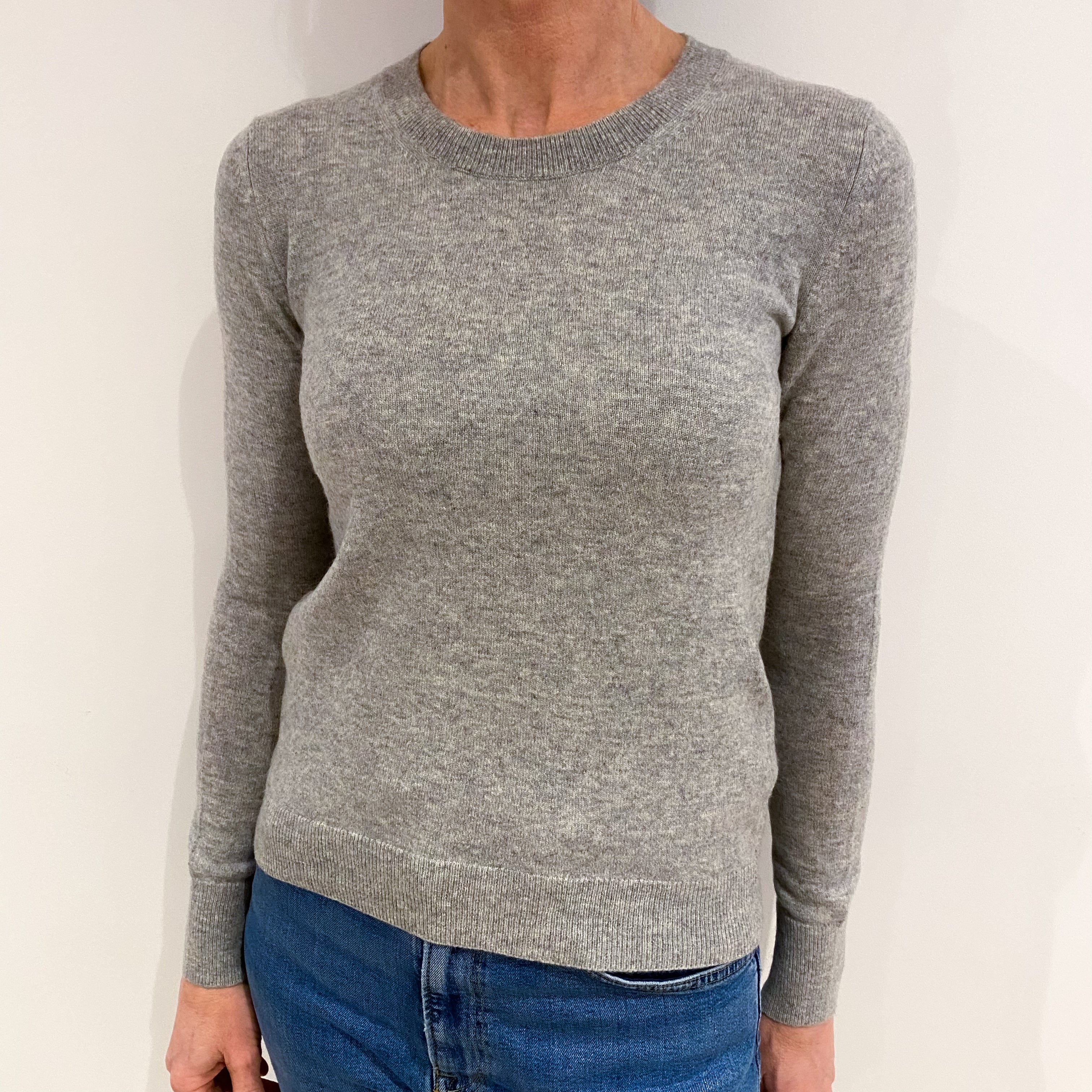 Smoke Grey Cashmere Crew Neck Jumper Small