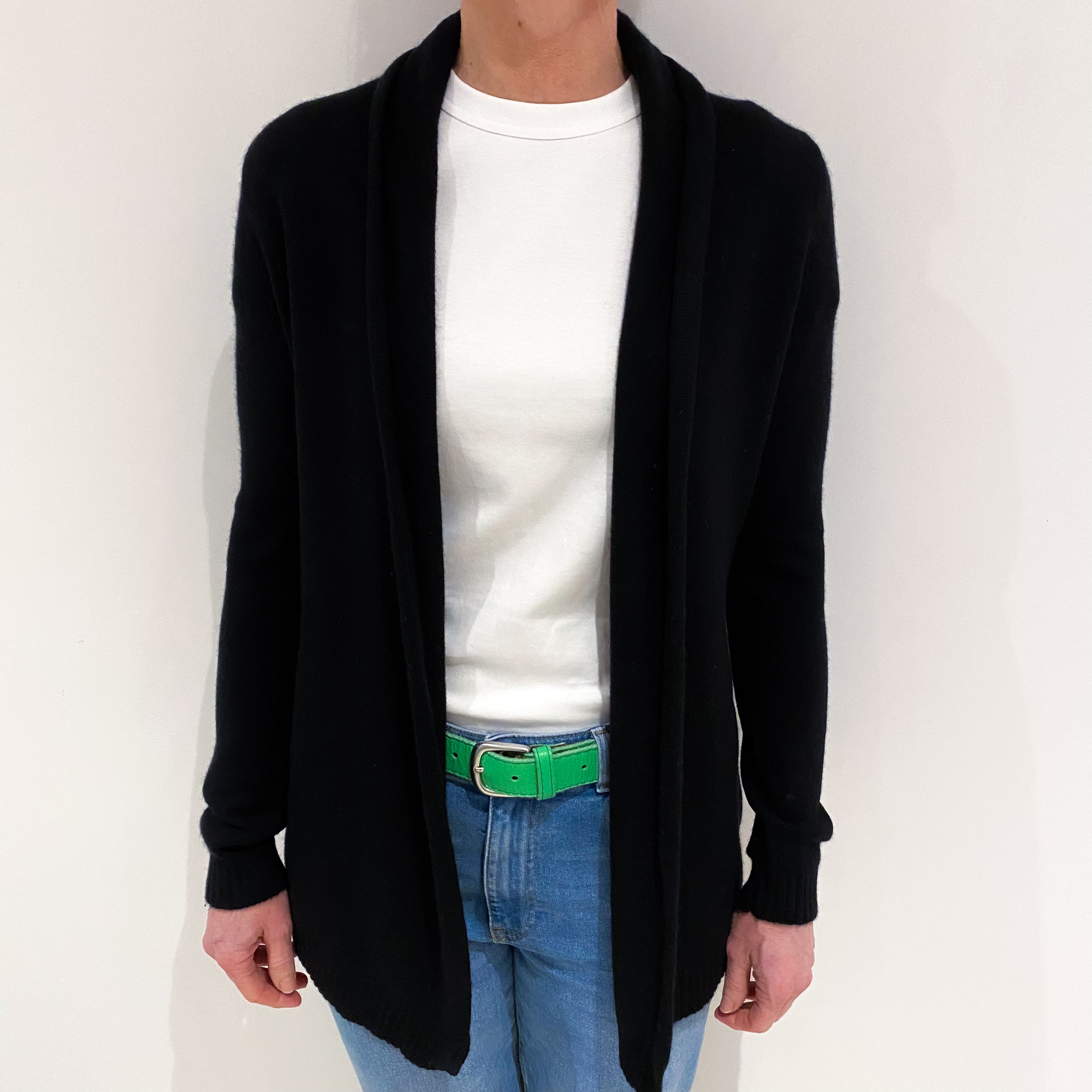 Black Cashmere Edge to Edge Cardigan Small