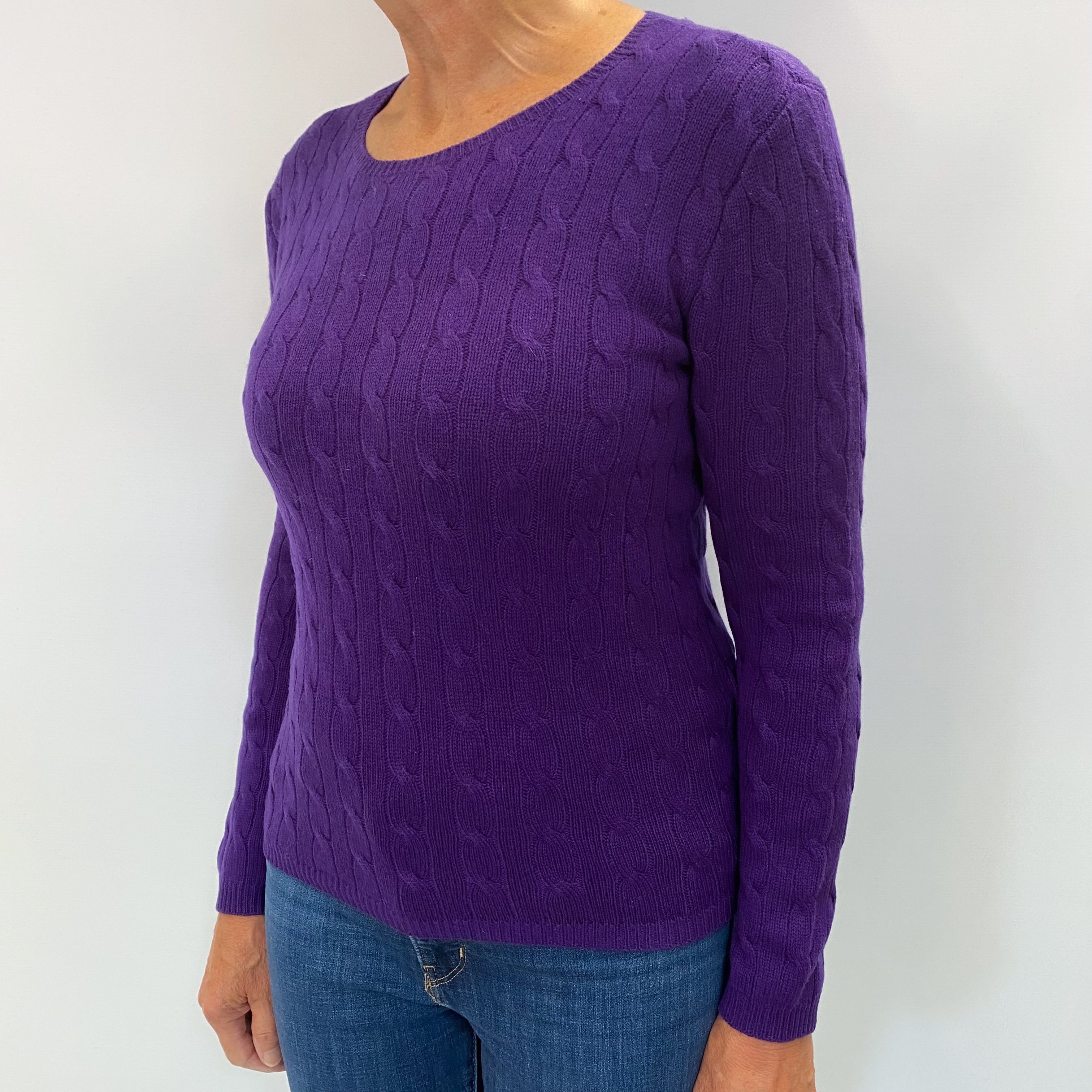 Iris Purple Cashmere Crew Neck Jumper Medium