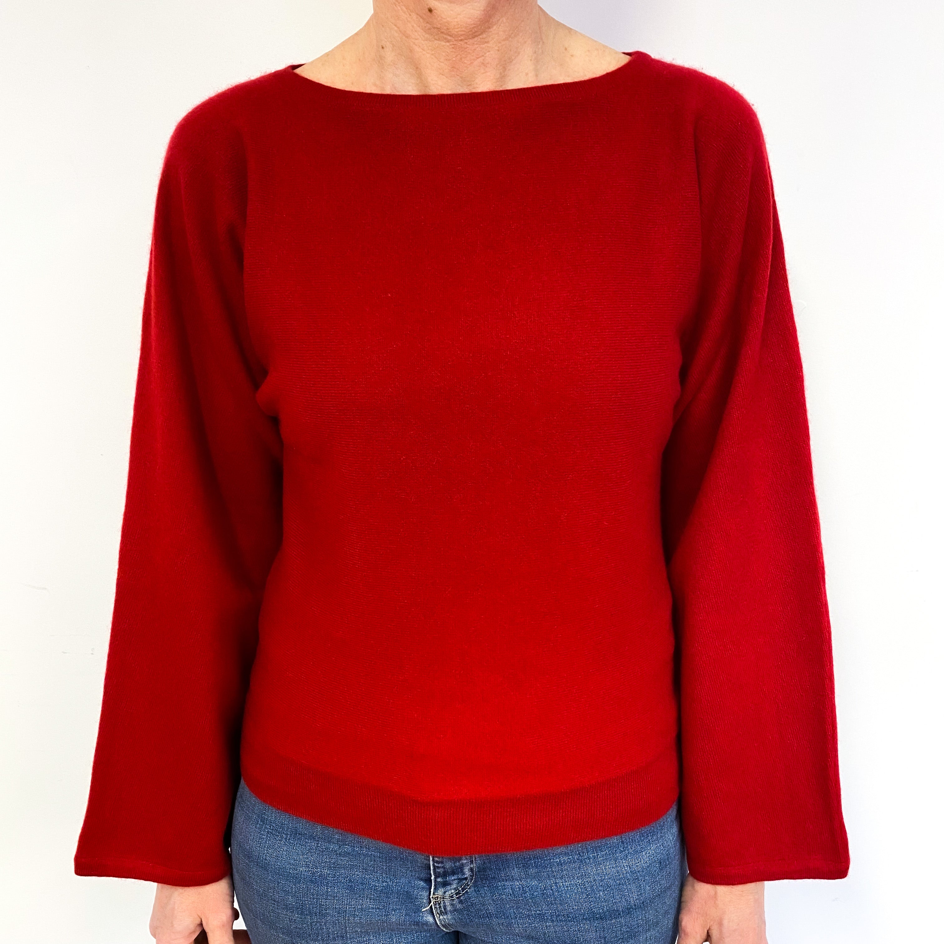 Crimson Red Cashmere Crew Neck Jumper Medium